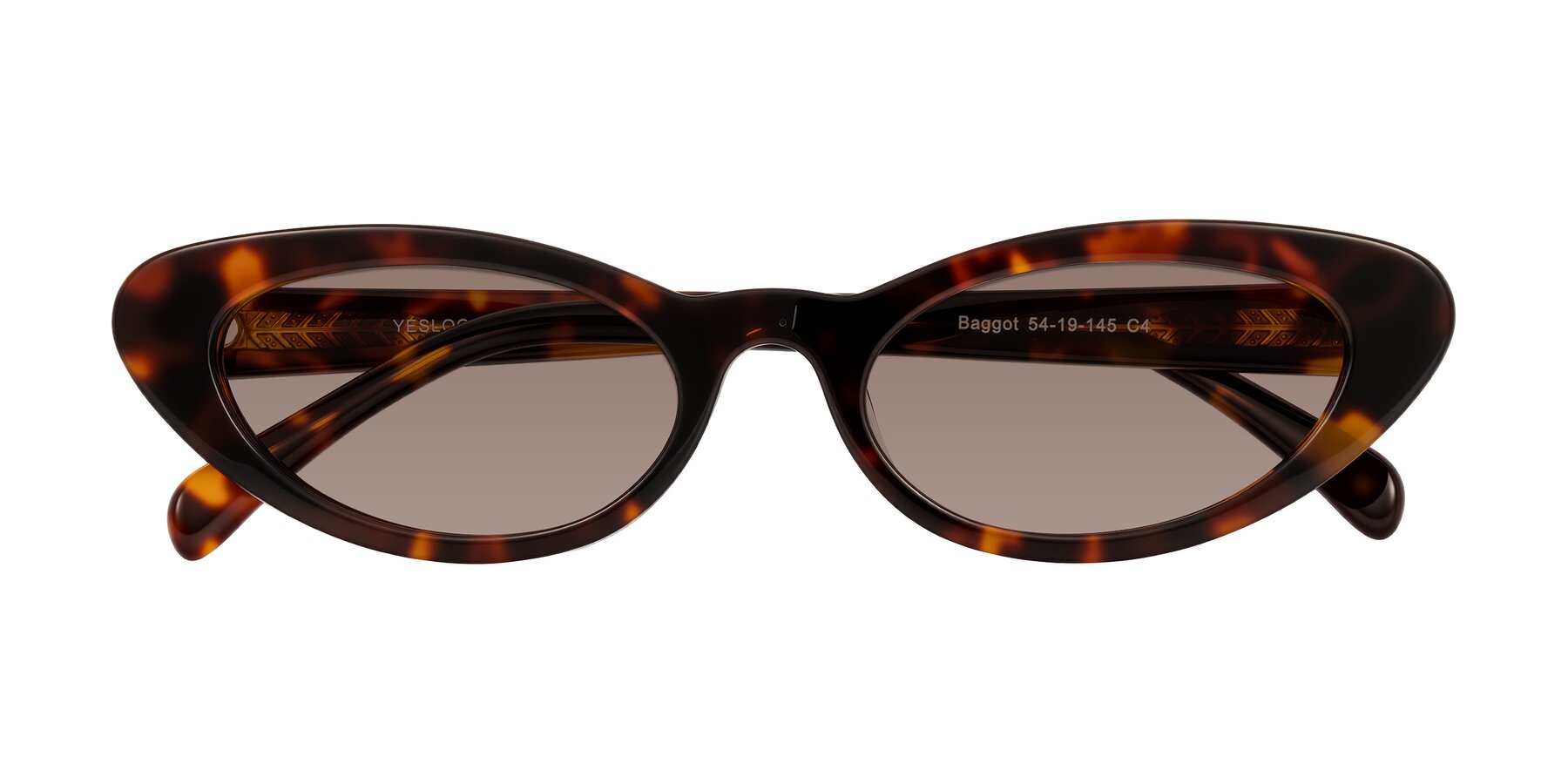Folded Front of Baggot in Tortoise with Medium Brown Tinted Lenses