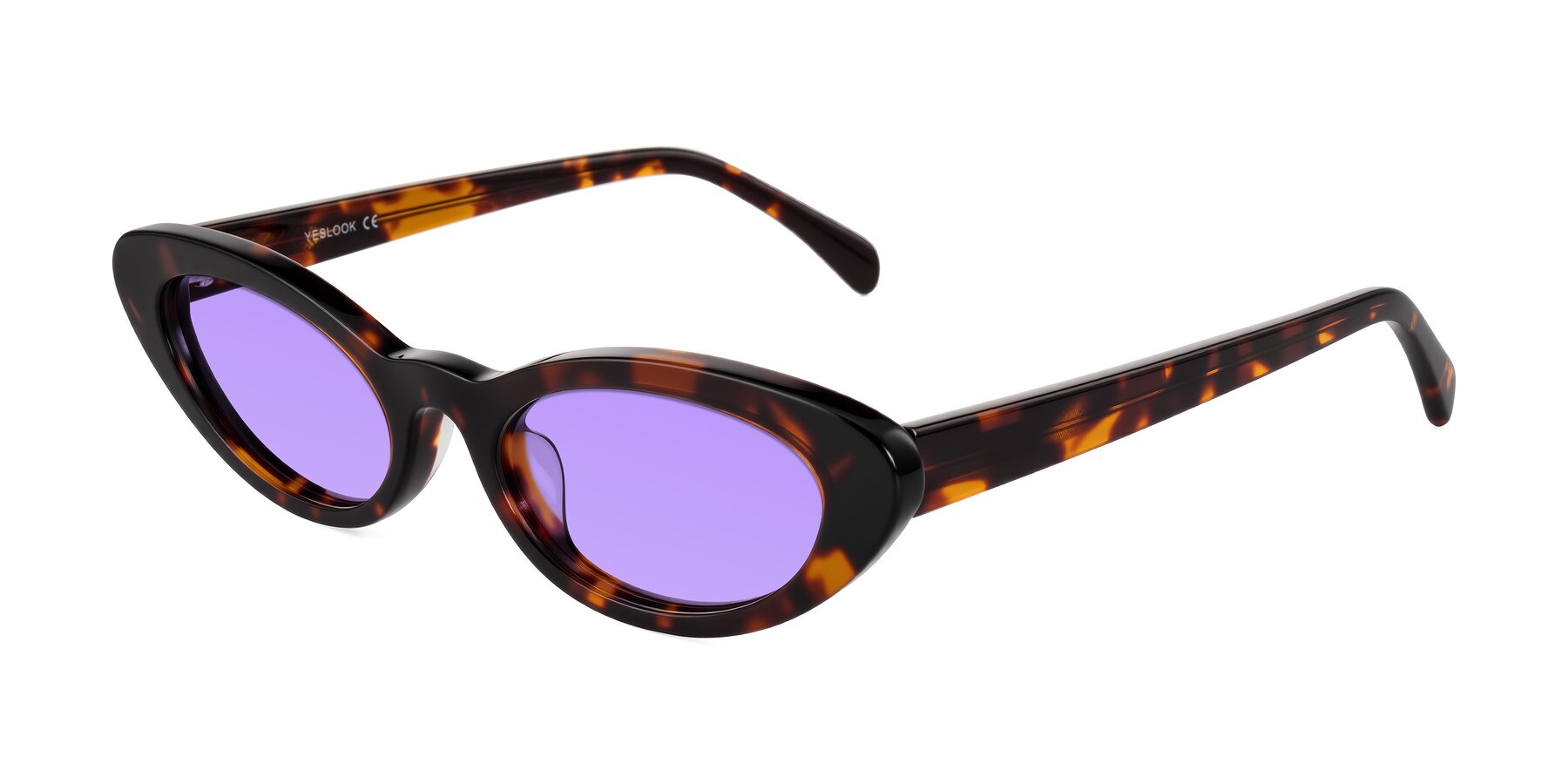 Angle of Baggot in Tortoise with Medium Purple Tinted Lenses