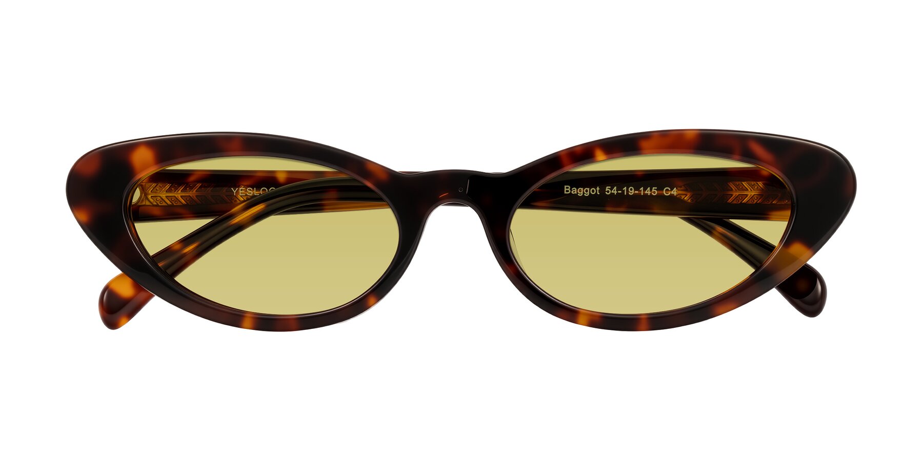 Folded Front of Baggot in Tortoise with Medium Champagne Tinted Lenses