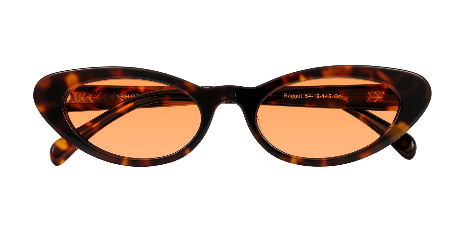 Folded Front of Baggot in Tortoise with Medium Orange Tinted Lenses
