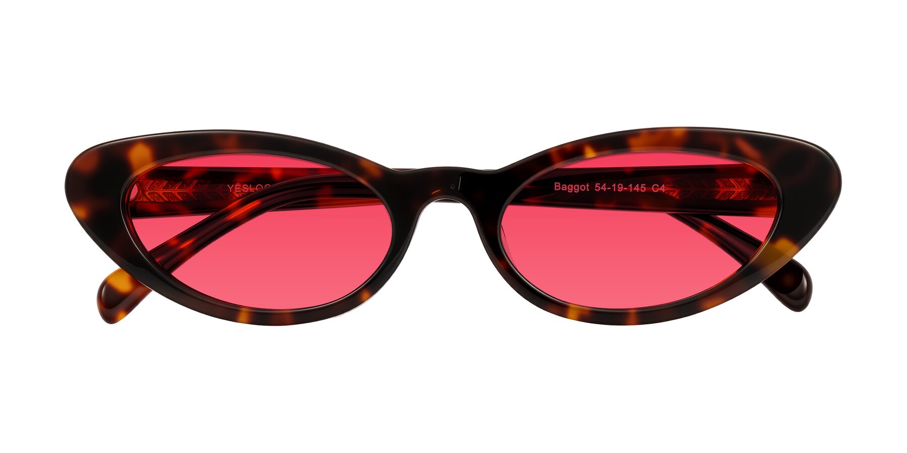 Folded Front of Baggot in Tortoise with Red Tinted Lenses