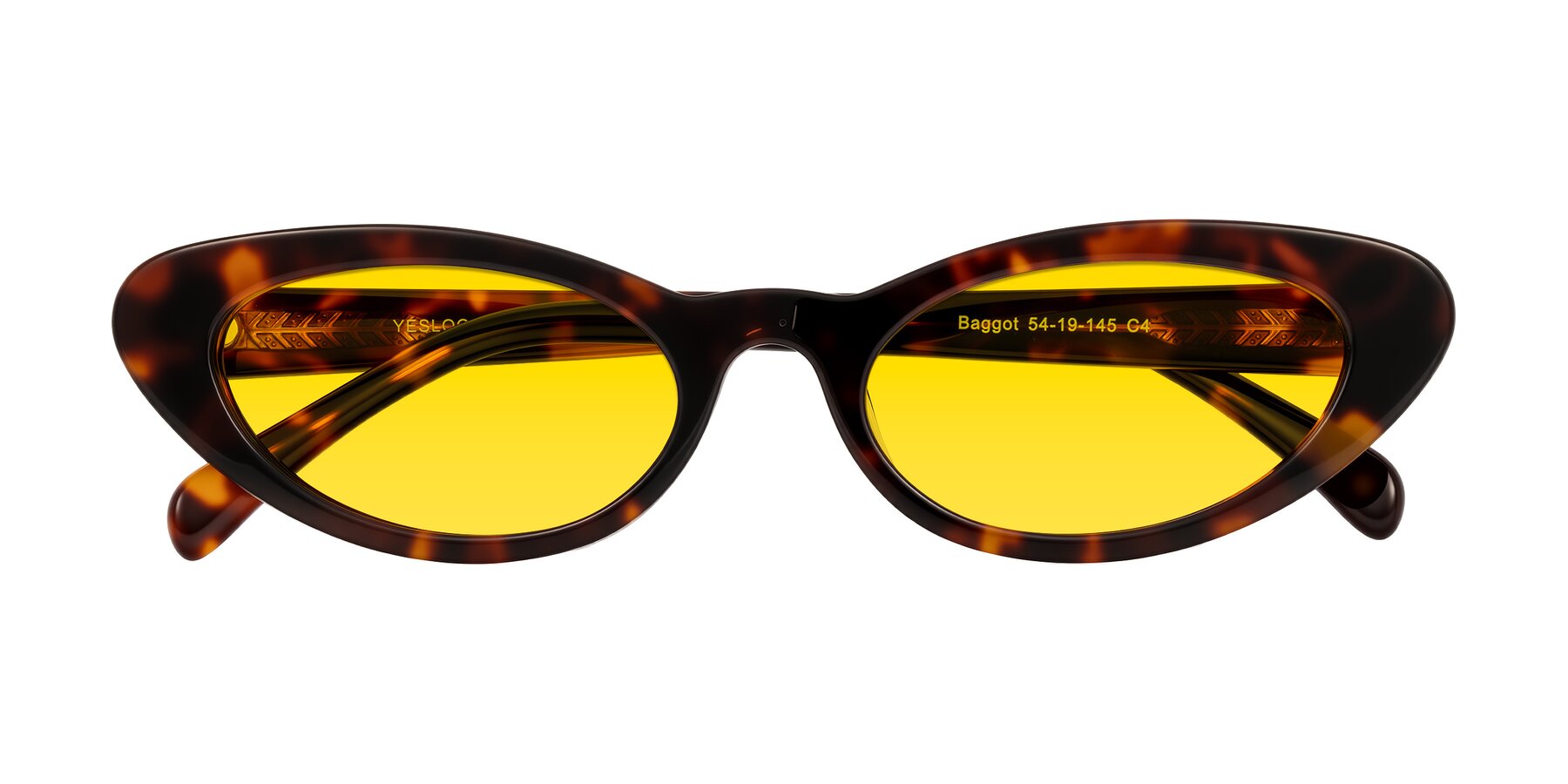 Folded Front of Baggot in Tortoise with Yellow Tinted Lenses