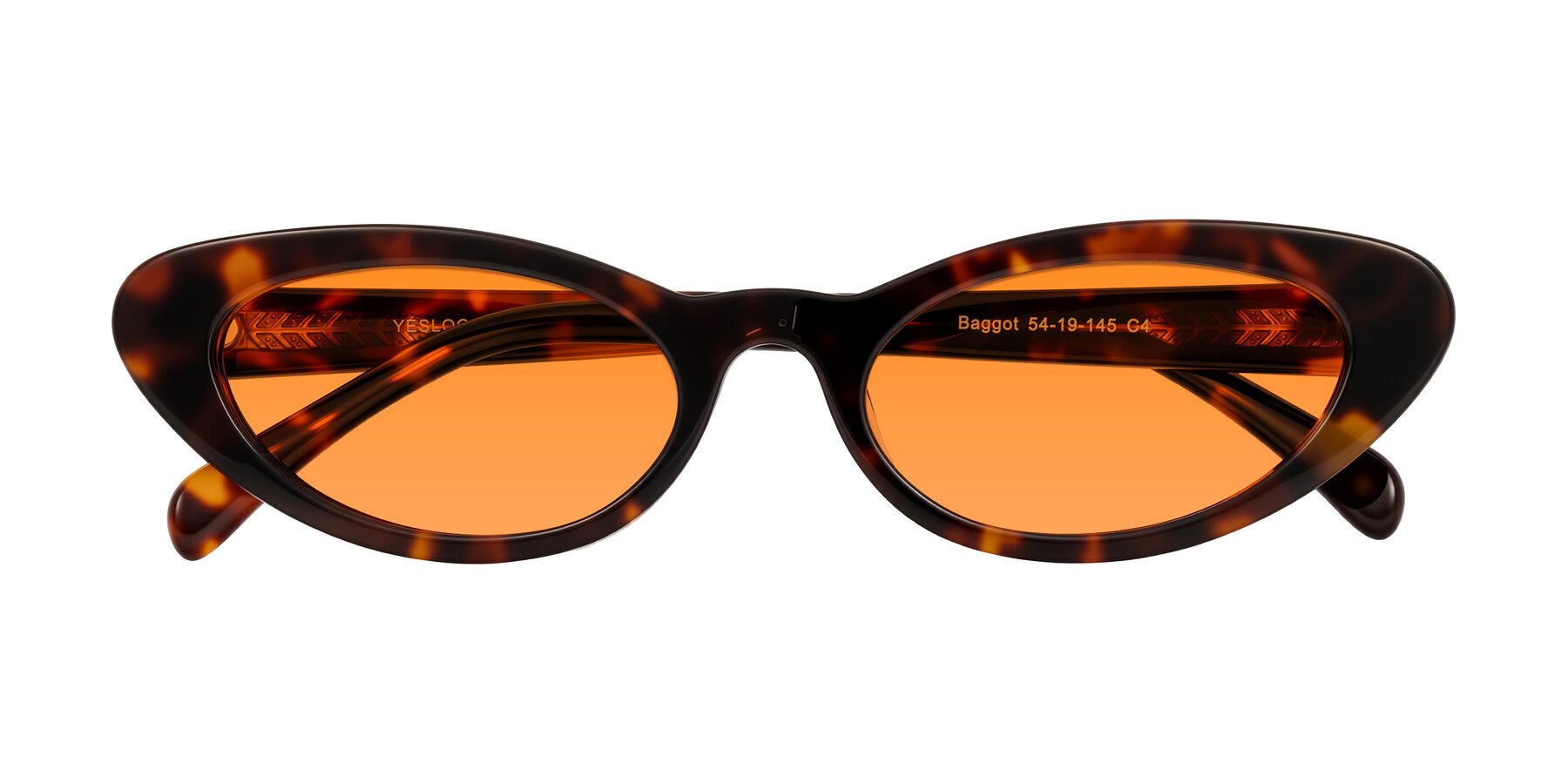 Folded Front of Baggot in Tortoise with Orange Tinted Lenses