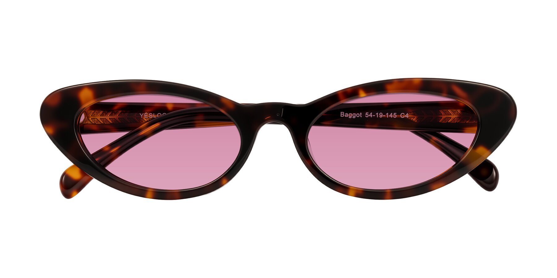 Folded Front of Baggot in Tortoise with Medium Wine Tinted Lenses