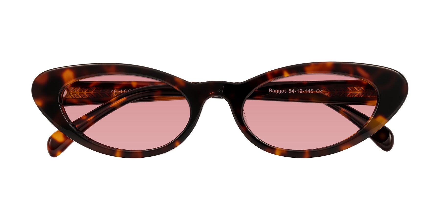 Folded Front of Baggot in Tortoise with Medium Garnet Tinted Lenses