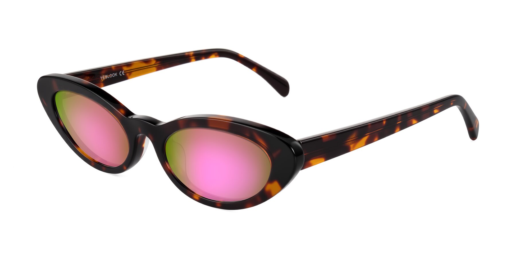 Angle of Baggot in Tortoise with Pink Mirrored Lenses