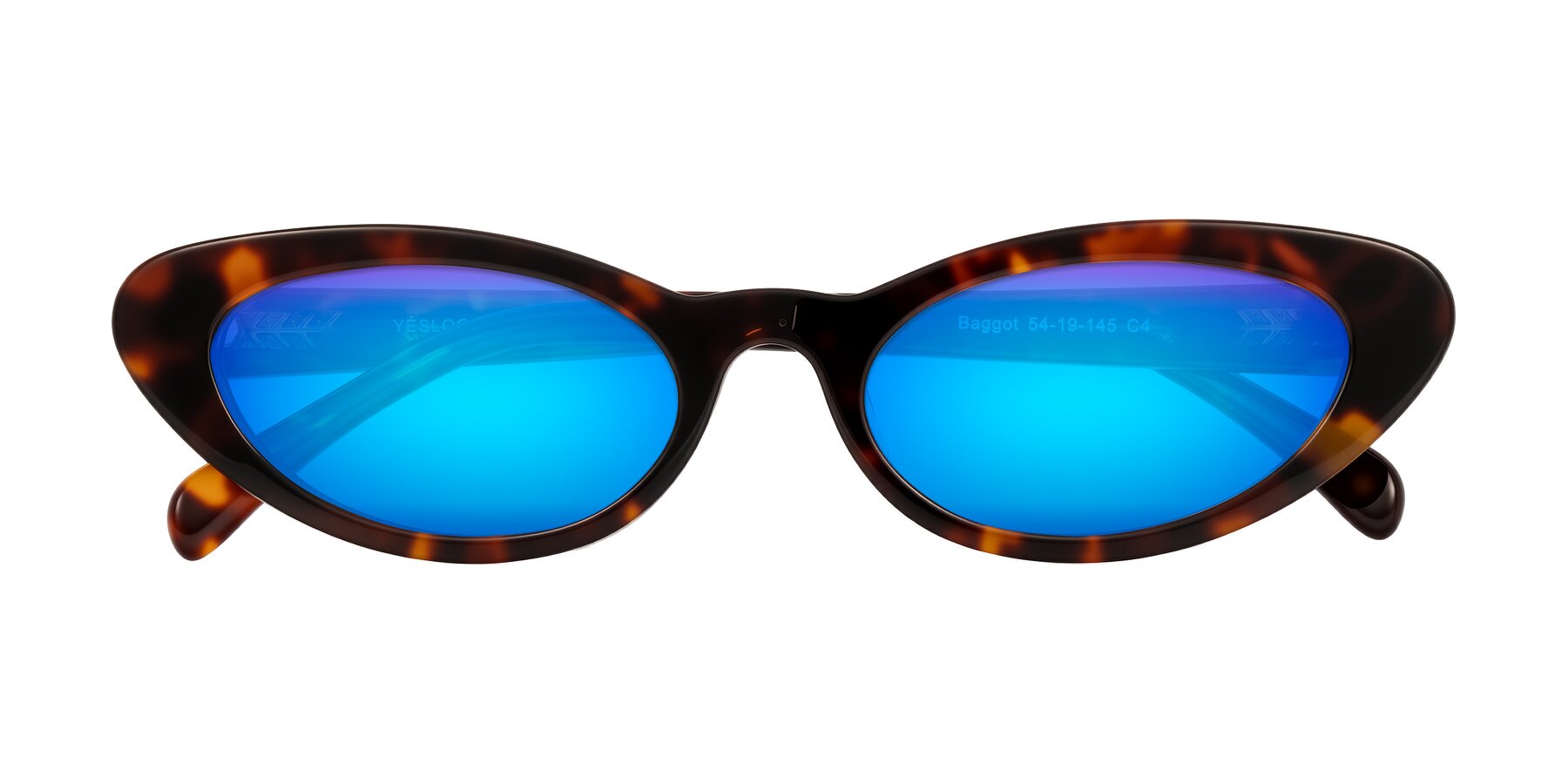 Folded Front of Baggot in Tortoise with Blue Mirrored Lenses