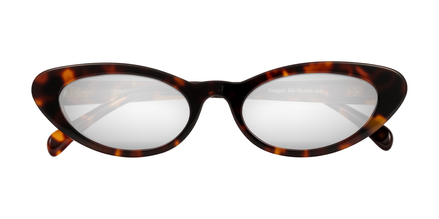 Folded Front of Baggot in Tortoise with Silver Mirrored Lenses