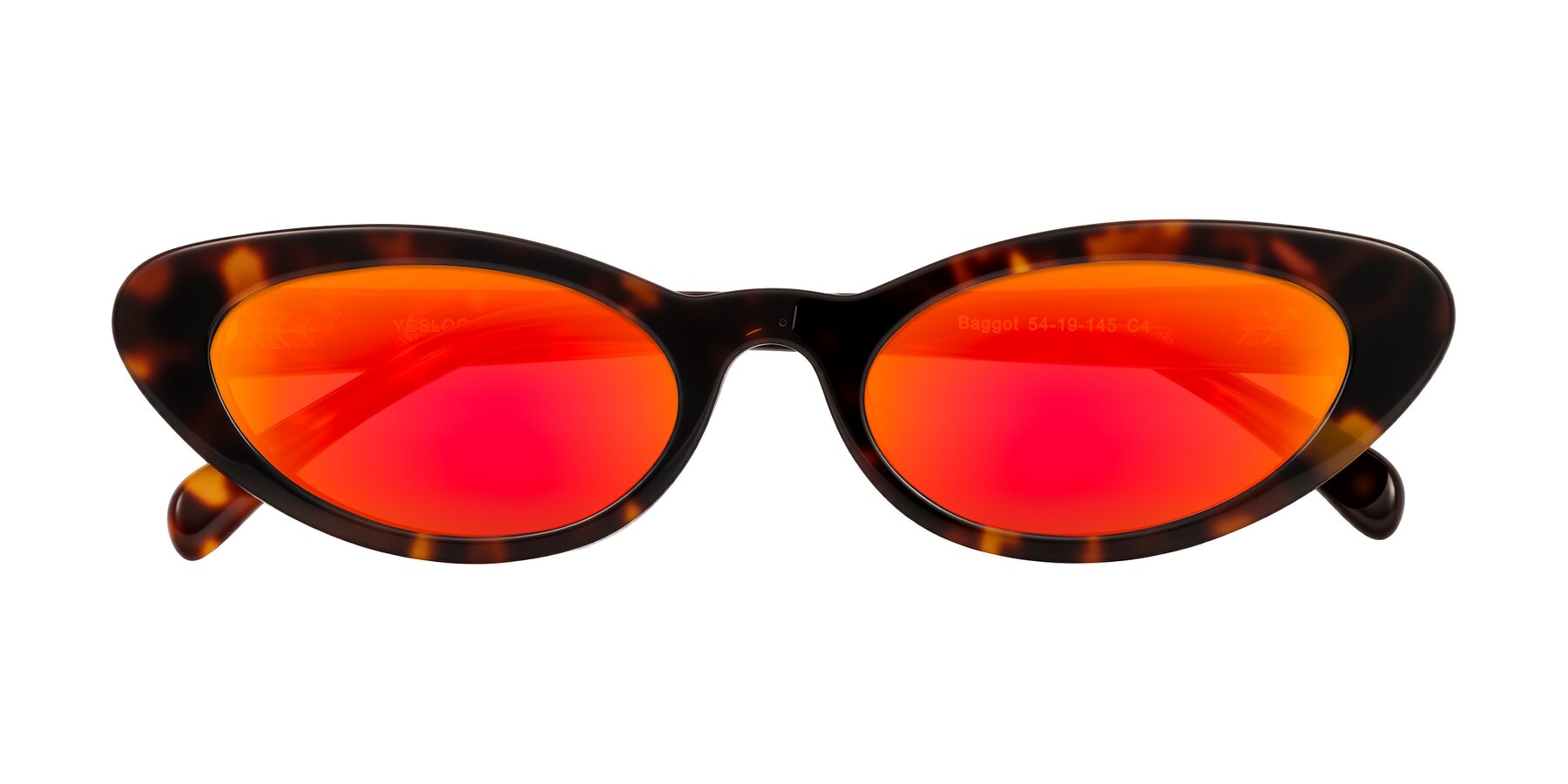 Folded Front of Baggot in Tortoise with Red Gold Mirrored Lenses