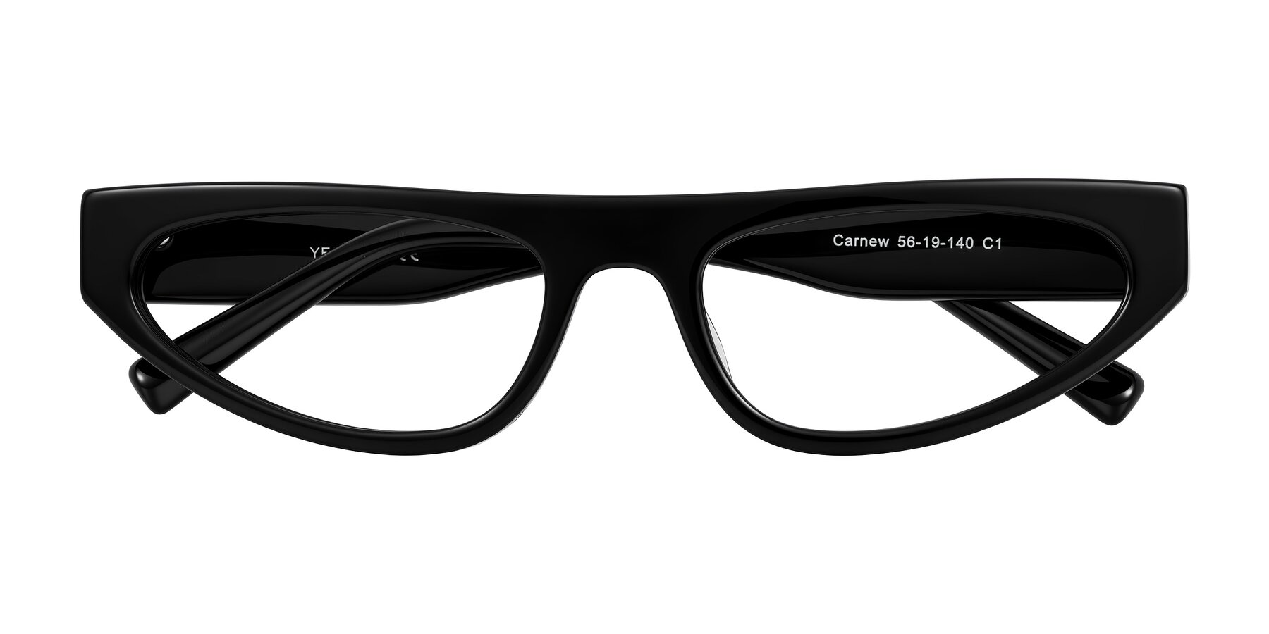Folded Front of Carnew in Black with Clear Blue Light Blocking Lenses