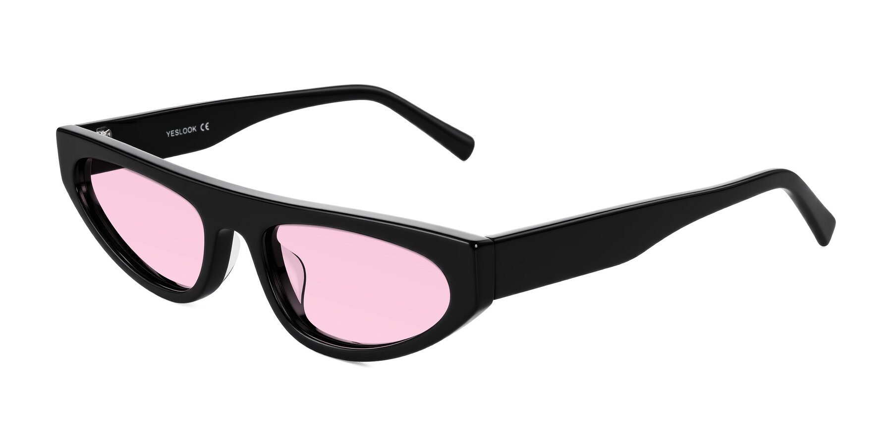 Angle of Carnew in Black with Light Pink Tinted Lenses