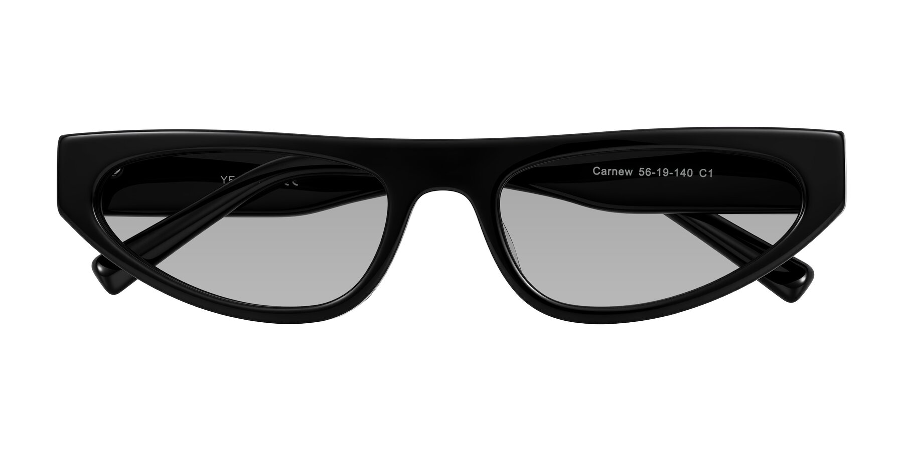 Folded Front of Carnew in Black with Light Gray Tinted Lenses