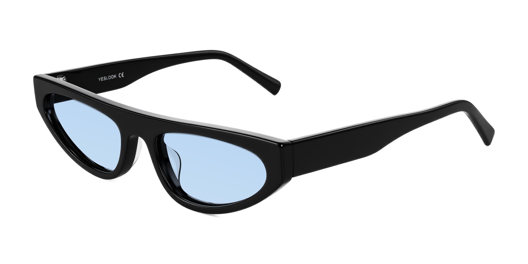 Angle of Carnew in Black with Light Blue Tinted Lenses