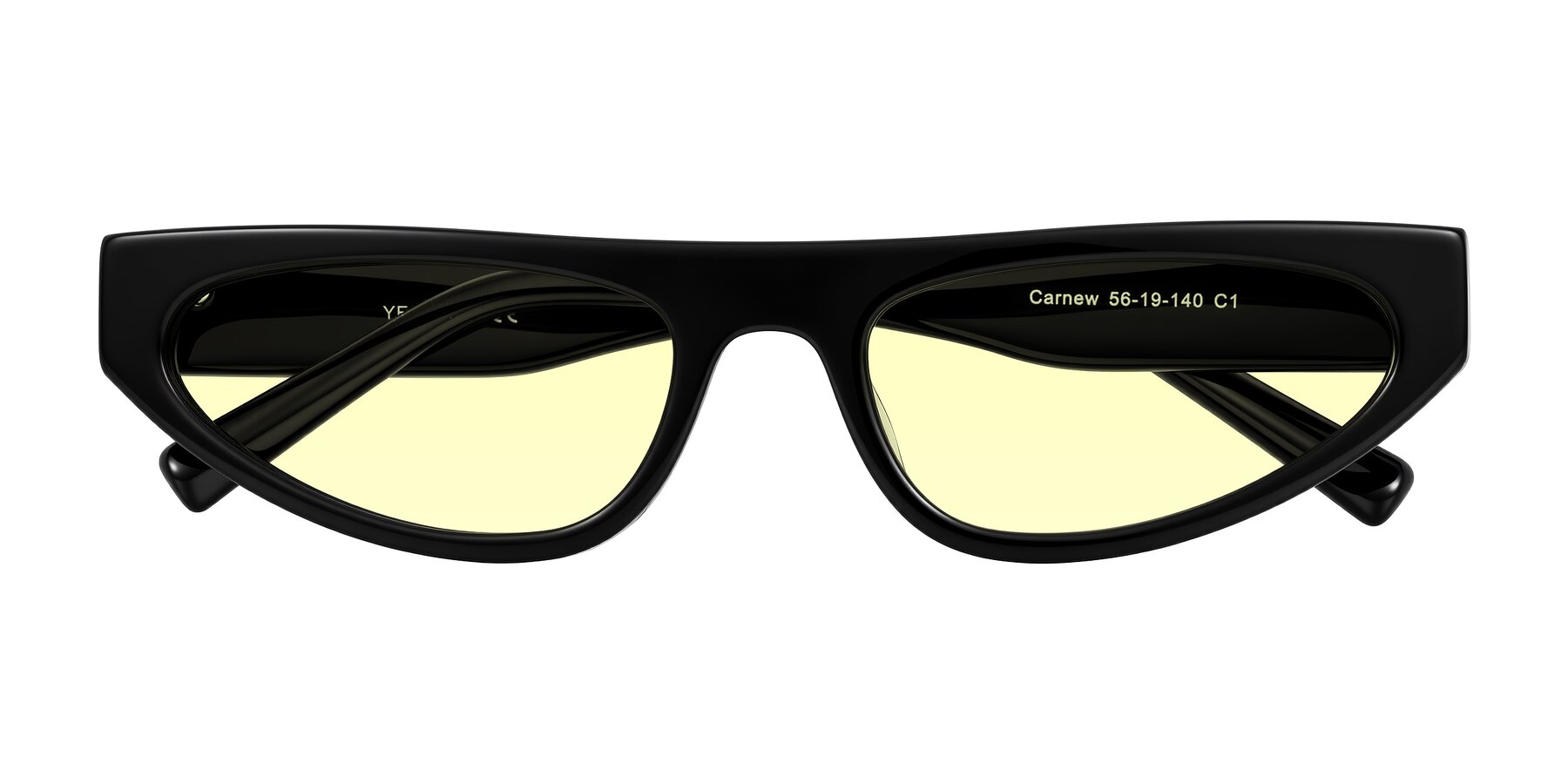Folded Front of Carnew in Black with Light Yellow Tinted Lenses