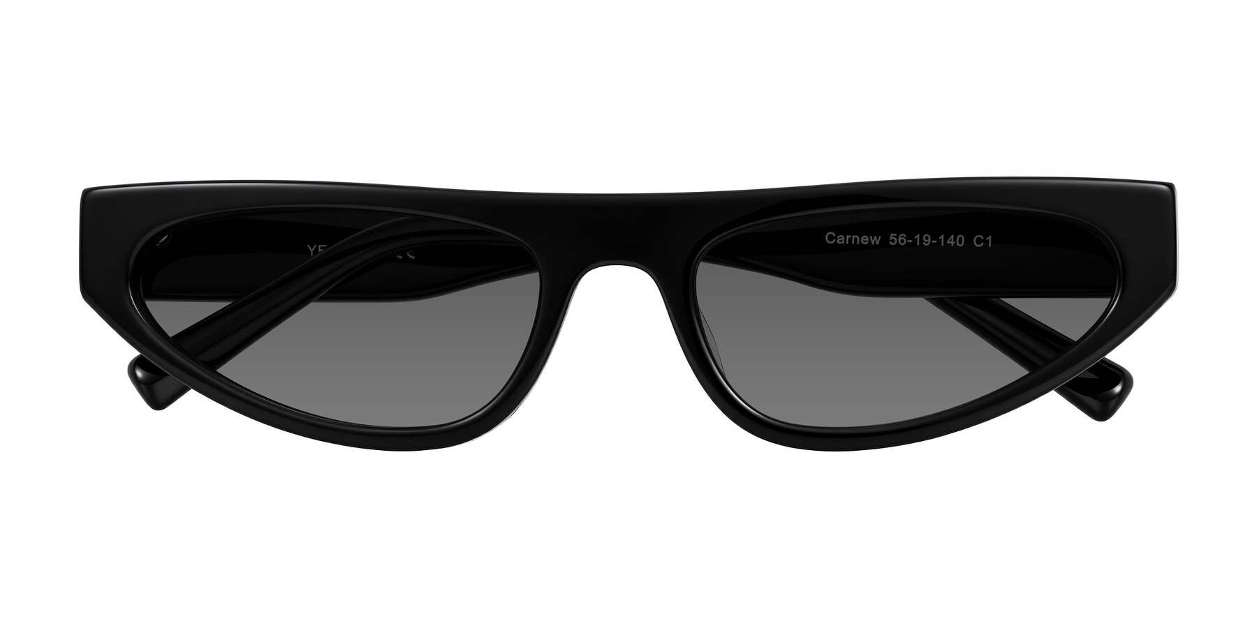 Folded Front of Carnew in Black with Medium Gray Tinted Lenses
