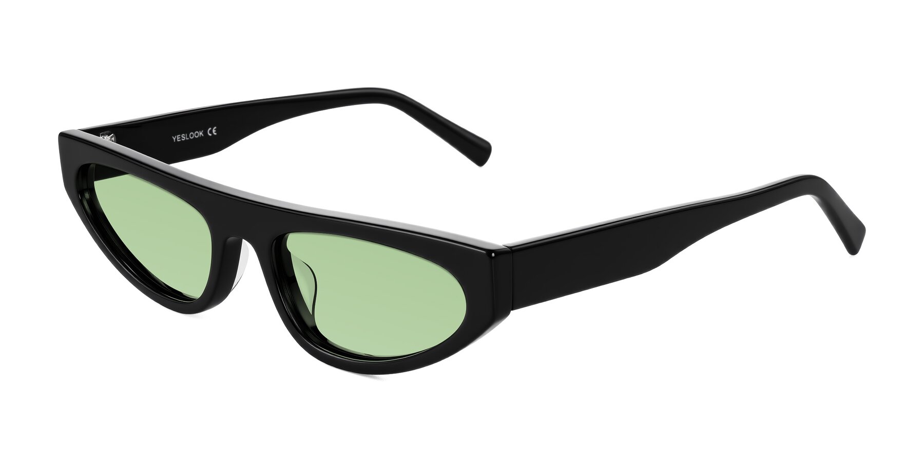 Angle of Carnew in Black with Medium Green Tinted Lenses