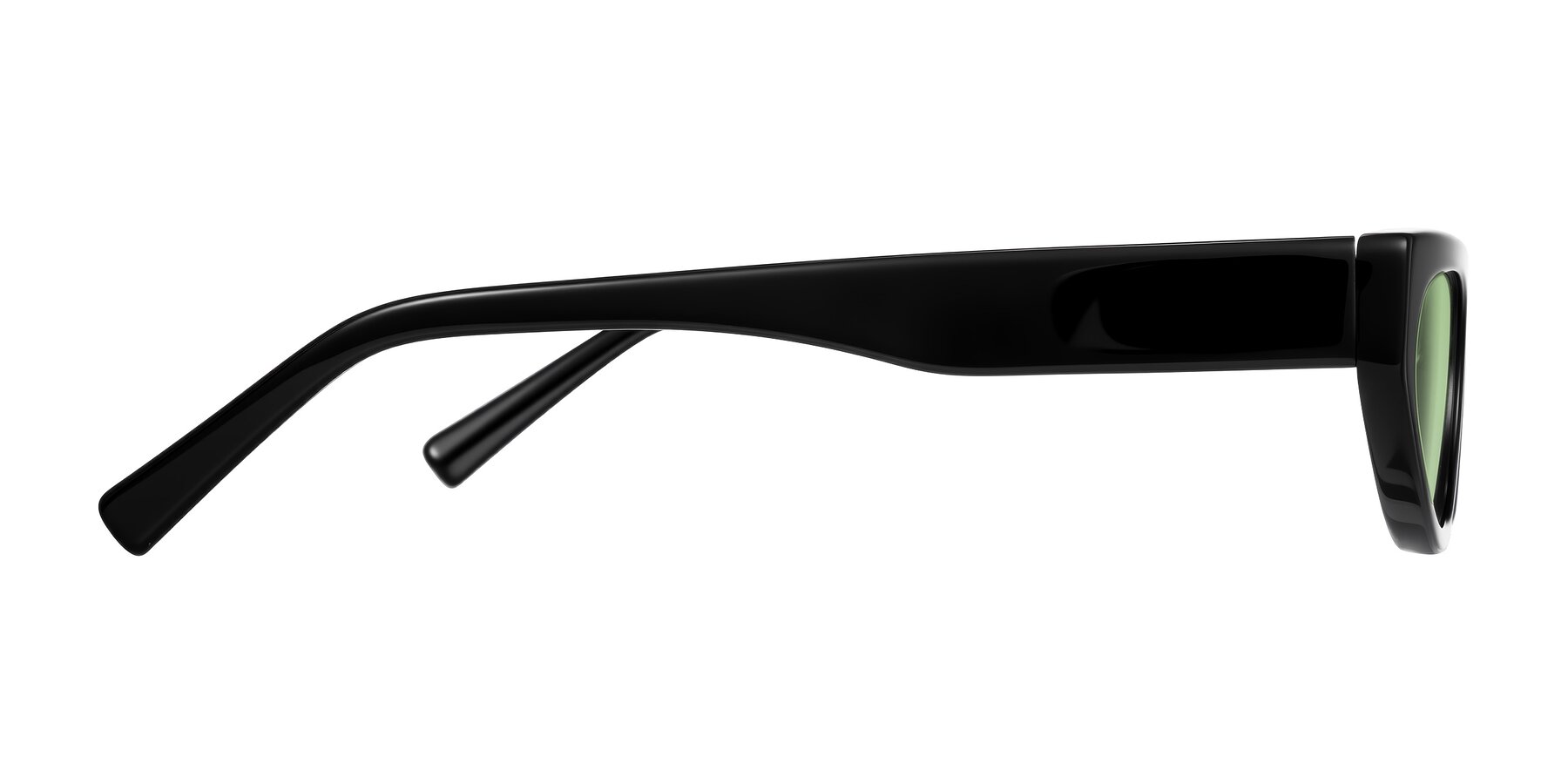 Side of Carnew in Black with Medium Green Tinted Lenses