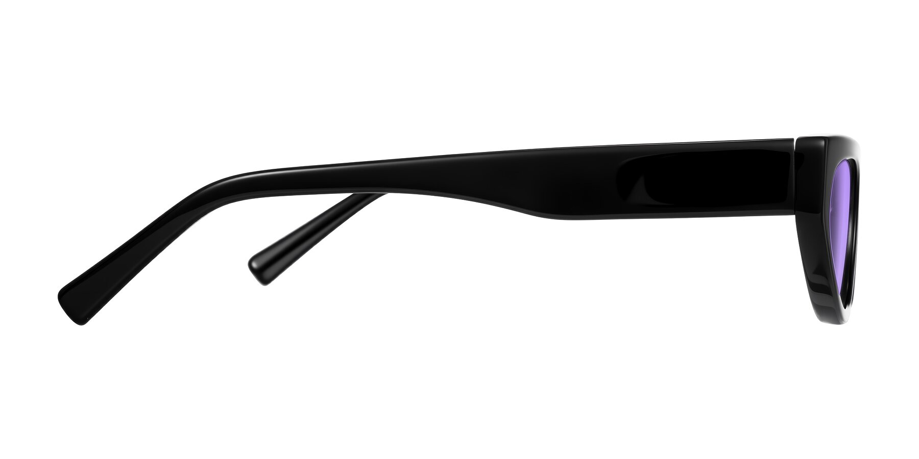 Side of Carnew in Black with Medium Purple Tinted Lenses