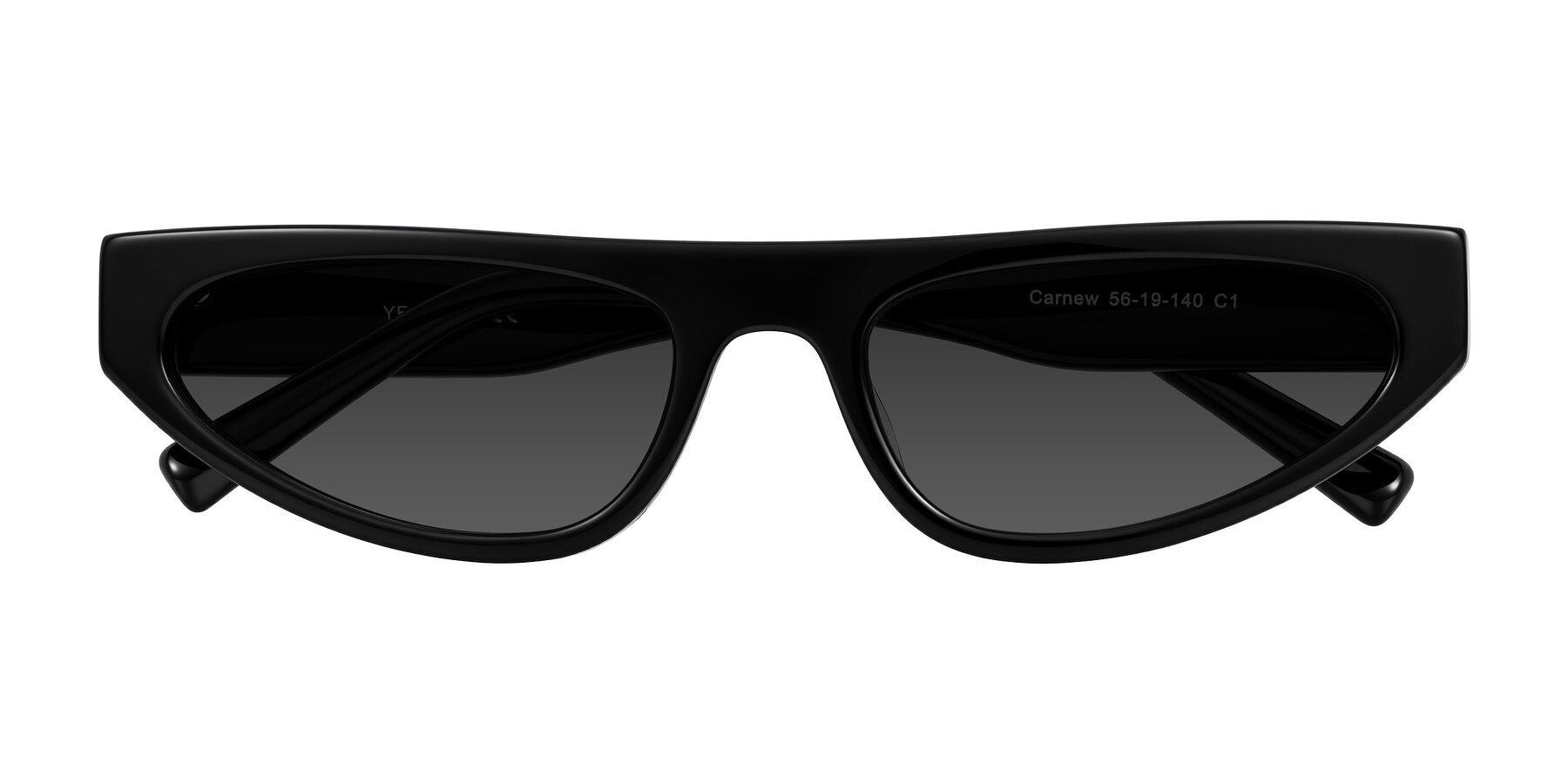 Folded Front of Carnew in Black with Gray Tinted Lenses