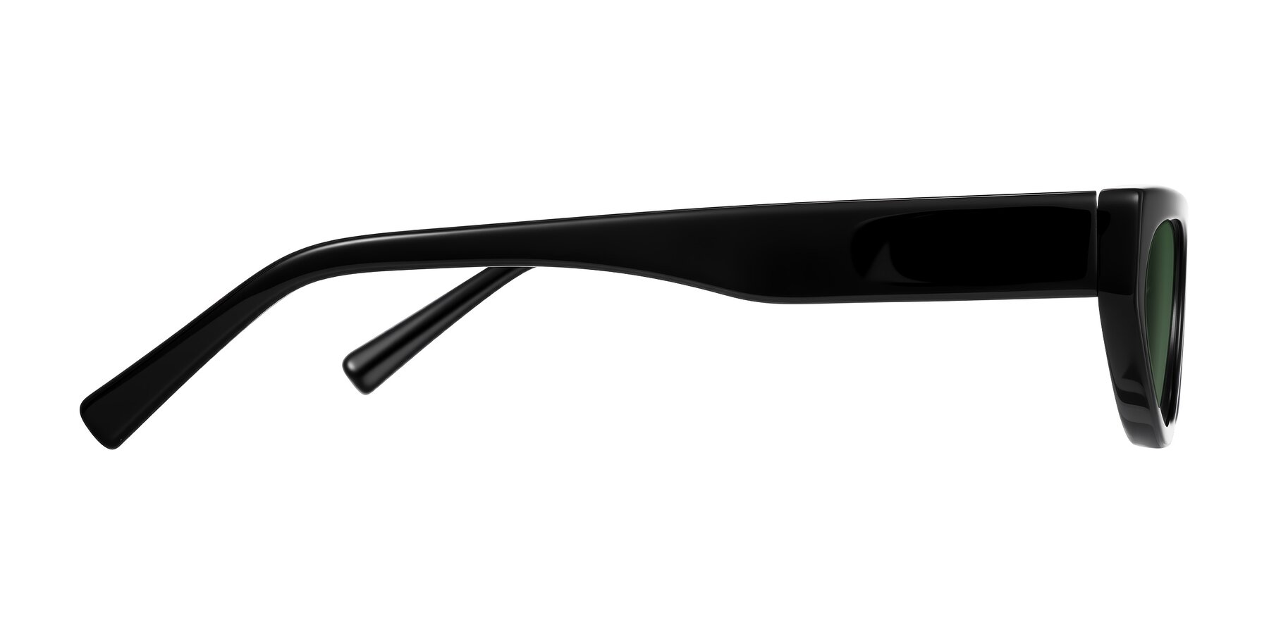 Side of Carnew in Black with Green Tinted Lenses