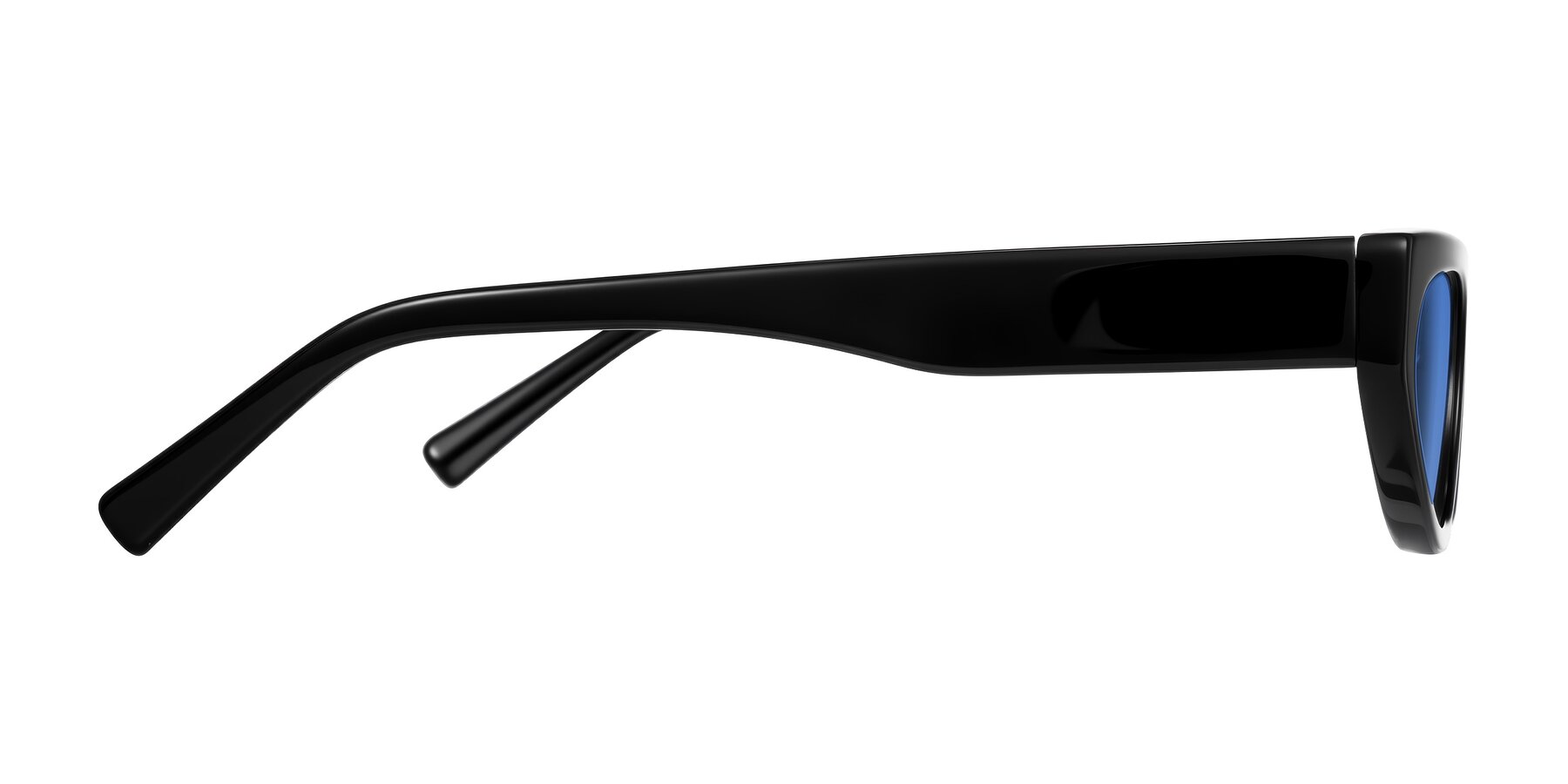 Side of Carnew in Black with Blue Tinted Lenses