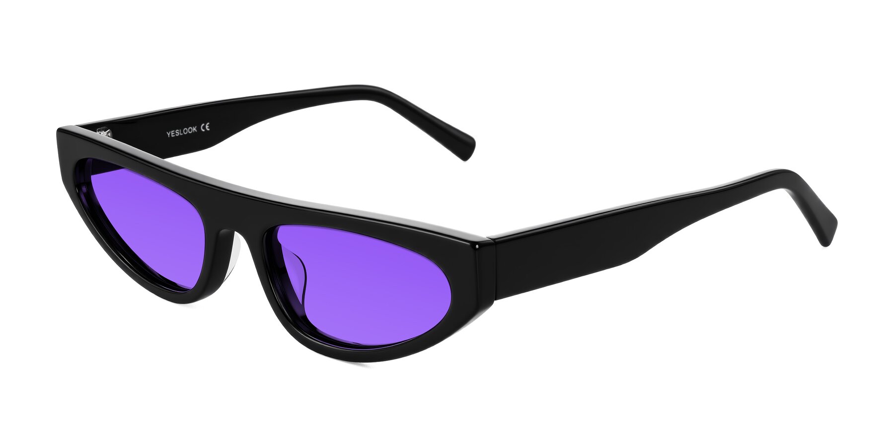 Angle of Carnew in Black with Purple Tinted Lenses