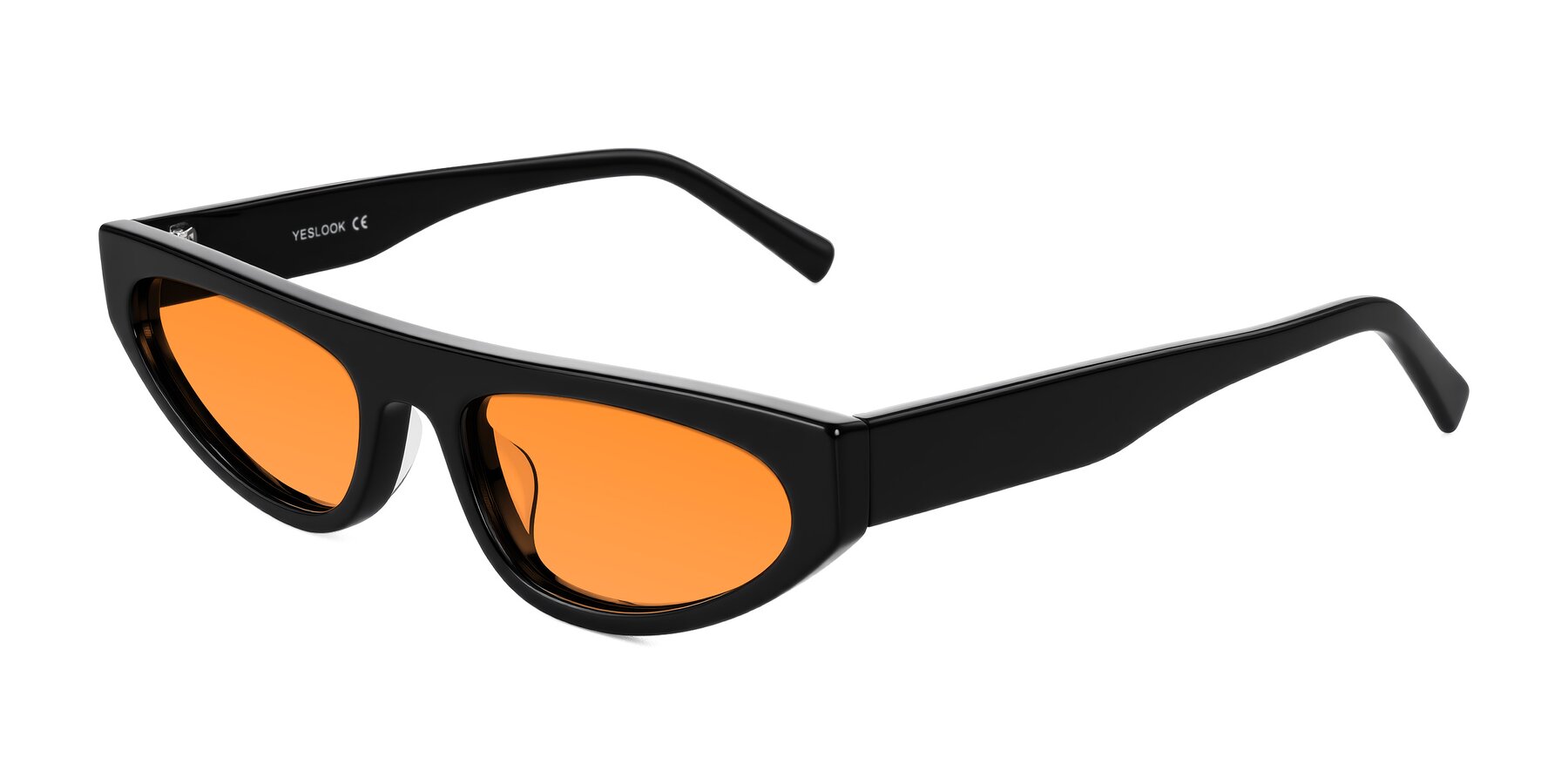 Angle of Carnew in Black with Orange Tinted Lenses