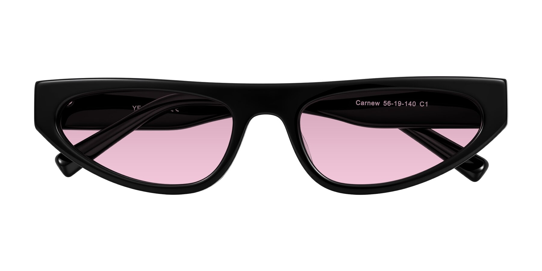 Folded Front of Carnew in Black with Light Wine Tinted Lenses