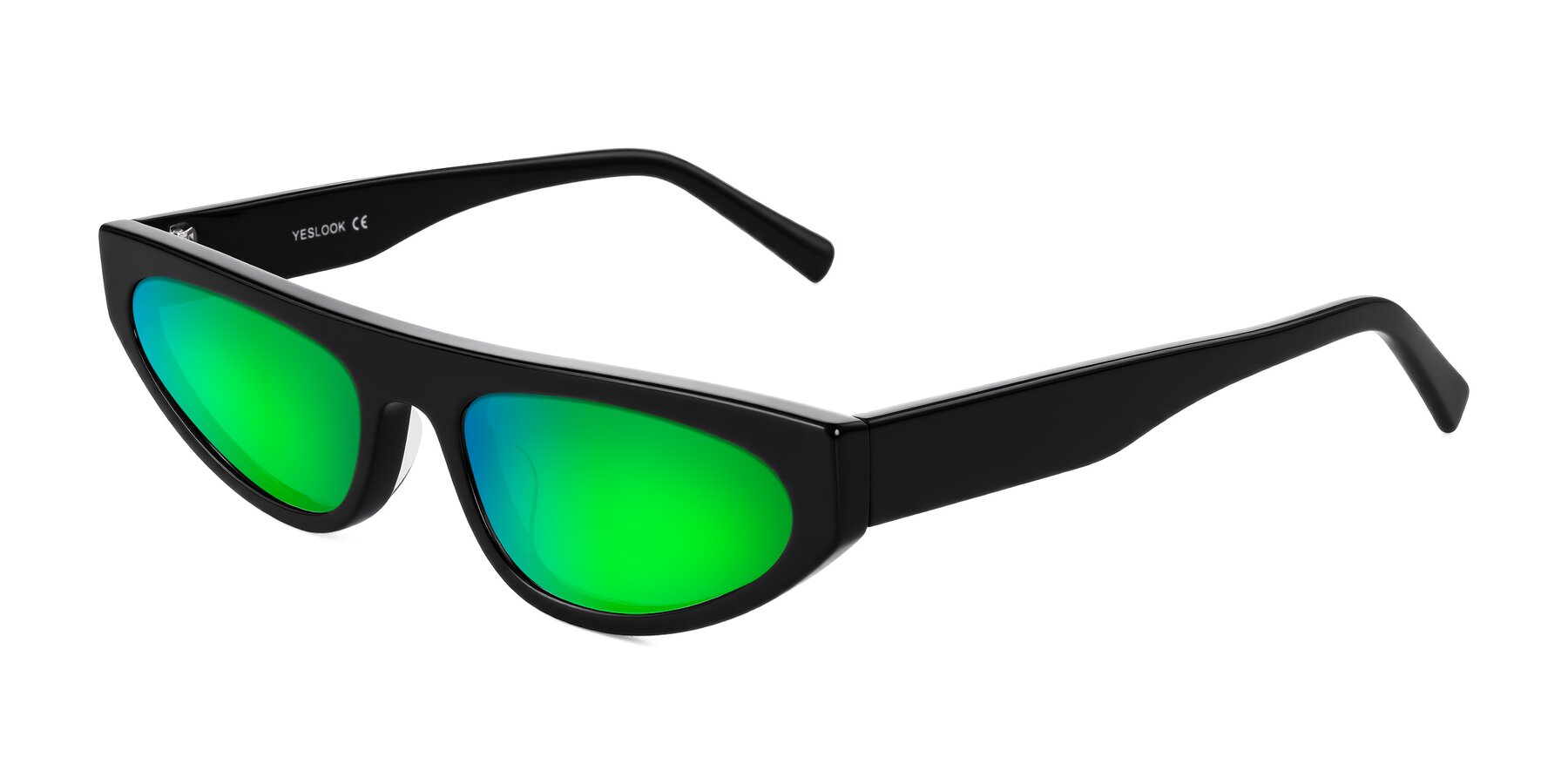 Angle of Carnew in Black with Green Mirrored Lenses