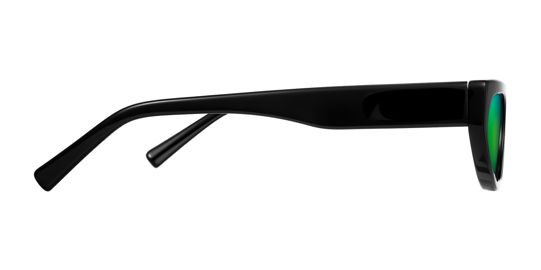 Side of Carnew in Black with Green Mirrored Lenses