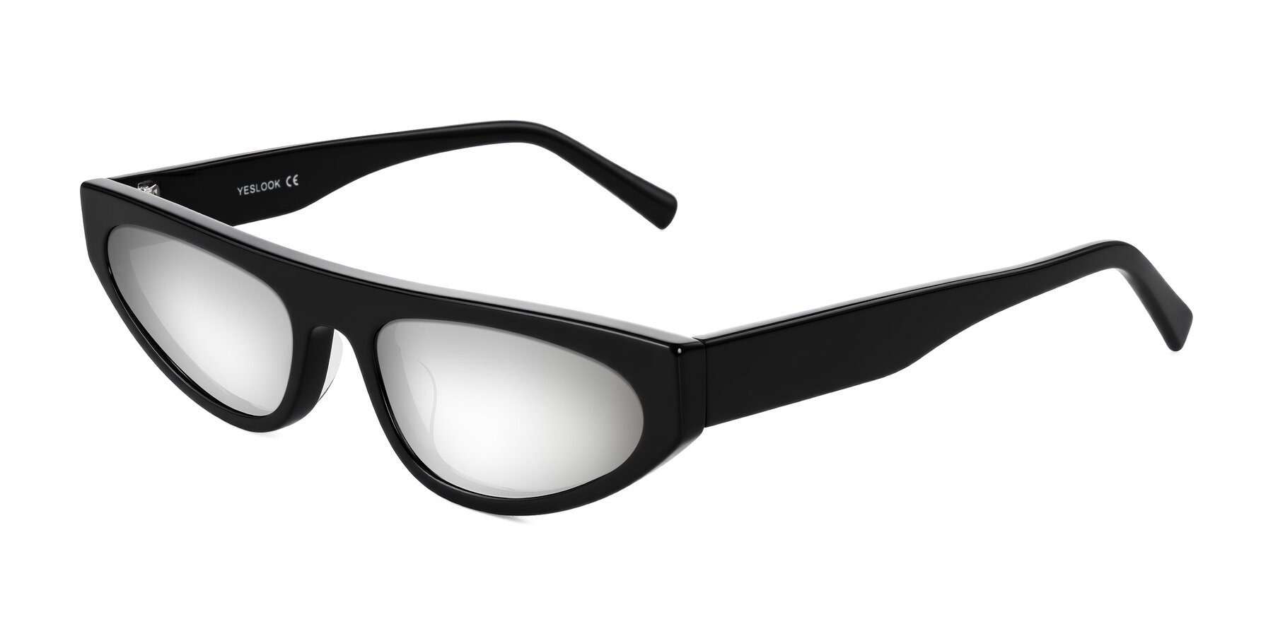 Angle of Carnew in Black with Silver Mirrored Lenses