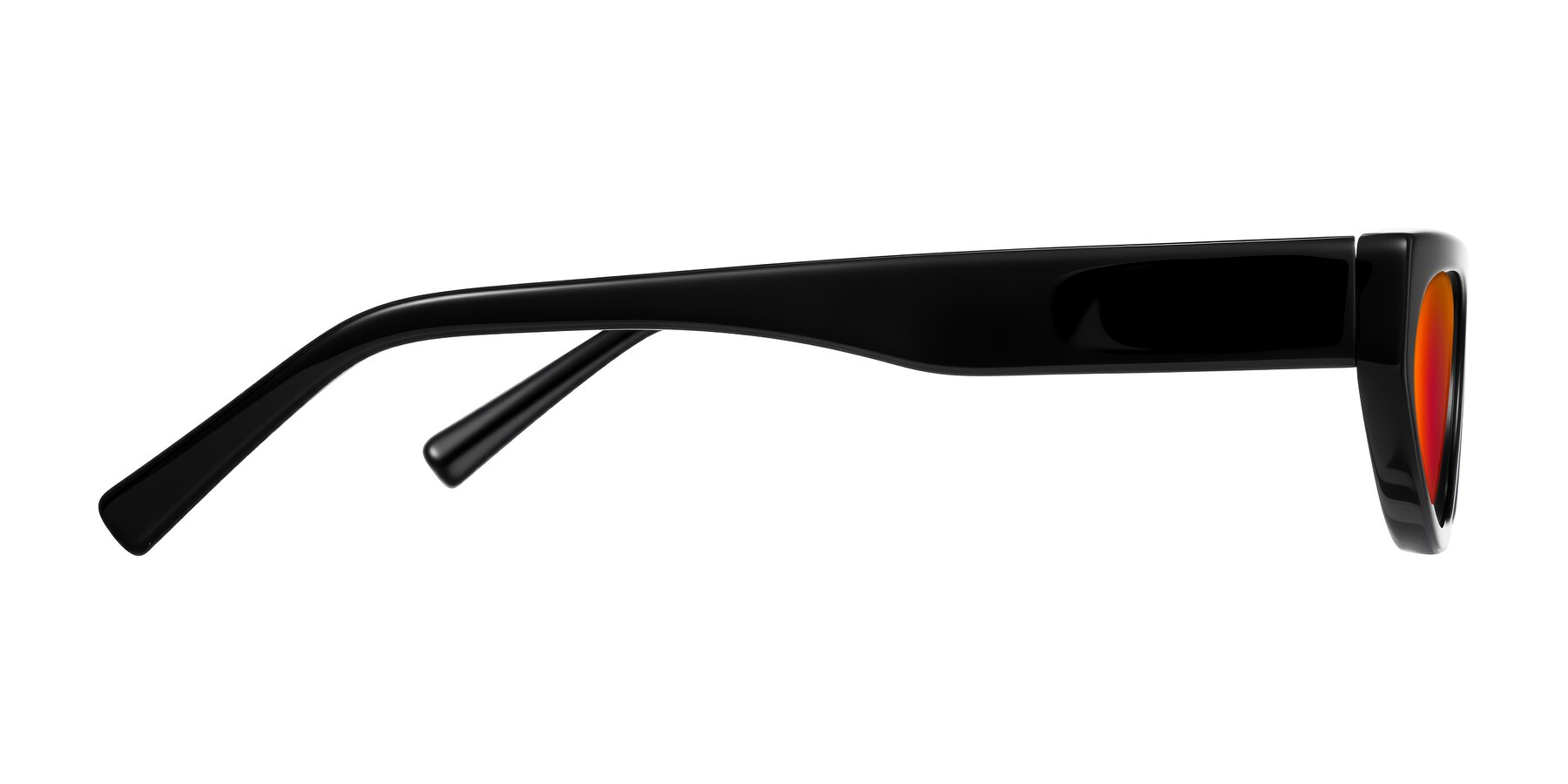 Side of Carnew in Black with Red Gold Mirrored Lenses