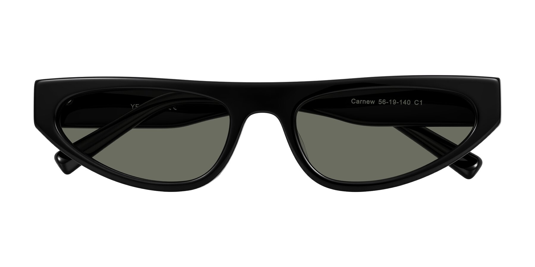 Folded Front of Carnew in Black with Gray Polarized Lenses