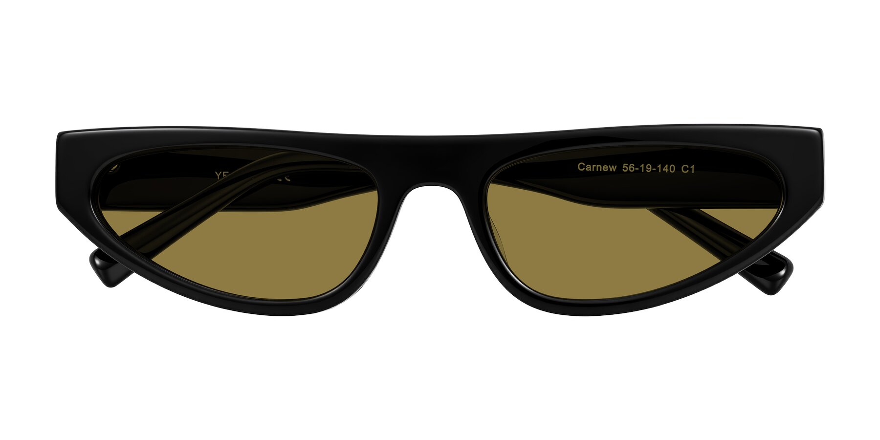 Folded Front of Carnew in Black with Brown Polarized Lenses