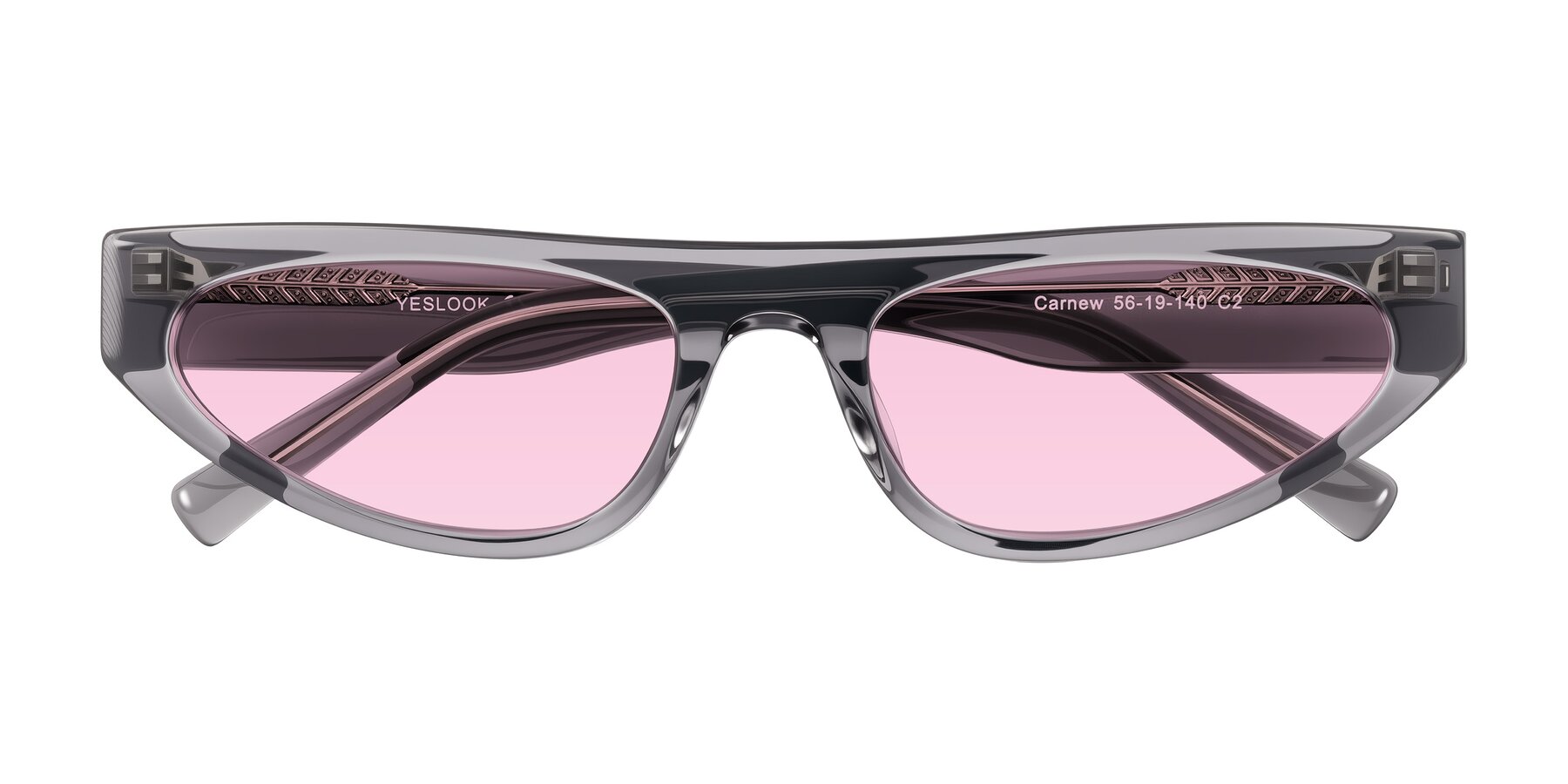 Folded Front of Carnew in Transparent Gray with Light Pink Tinted Lenses