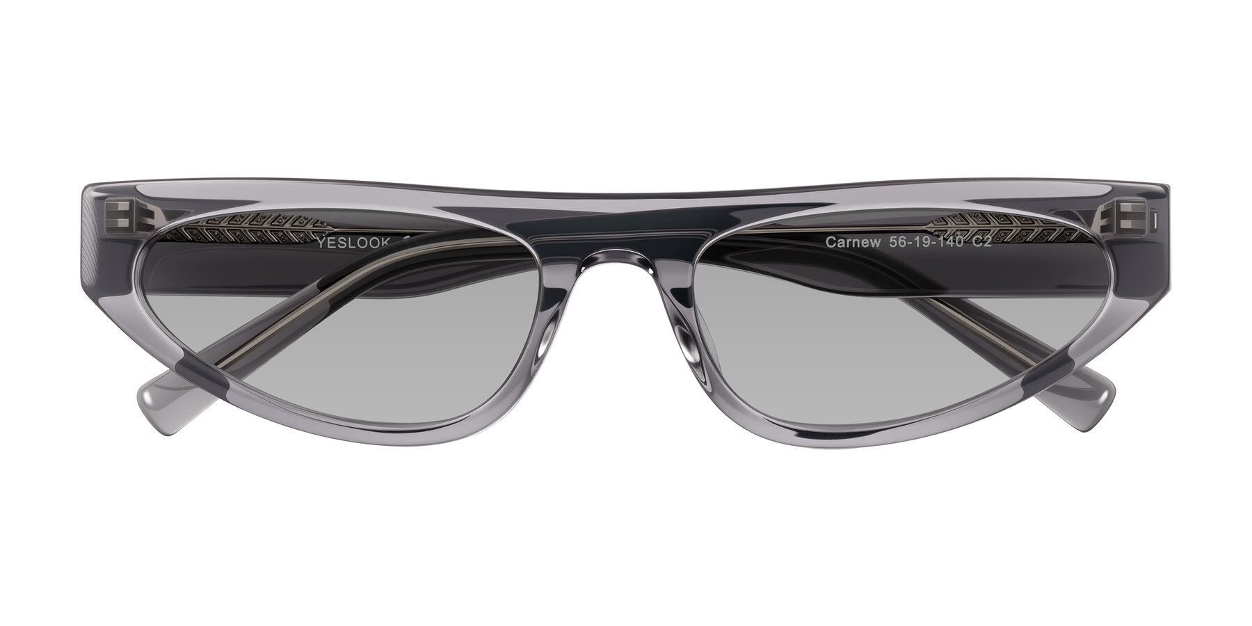 Folded Front of Carnew in Transparent Gray with Light Gray Tinted Lenses