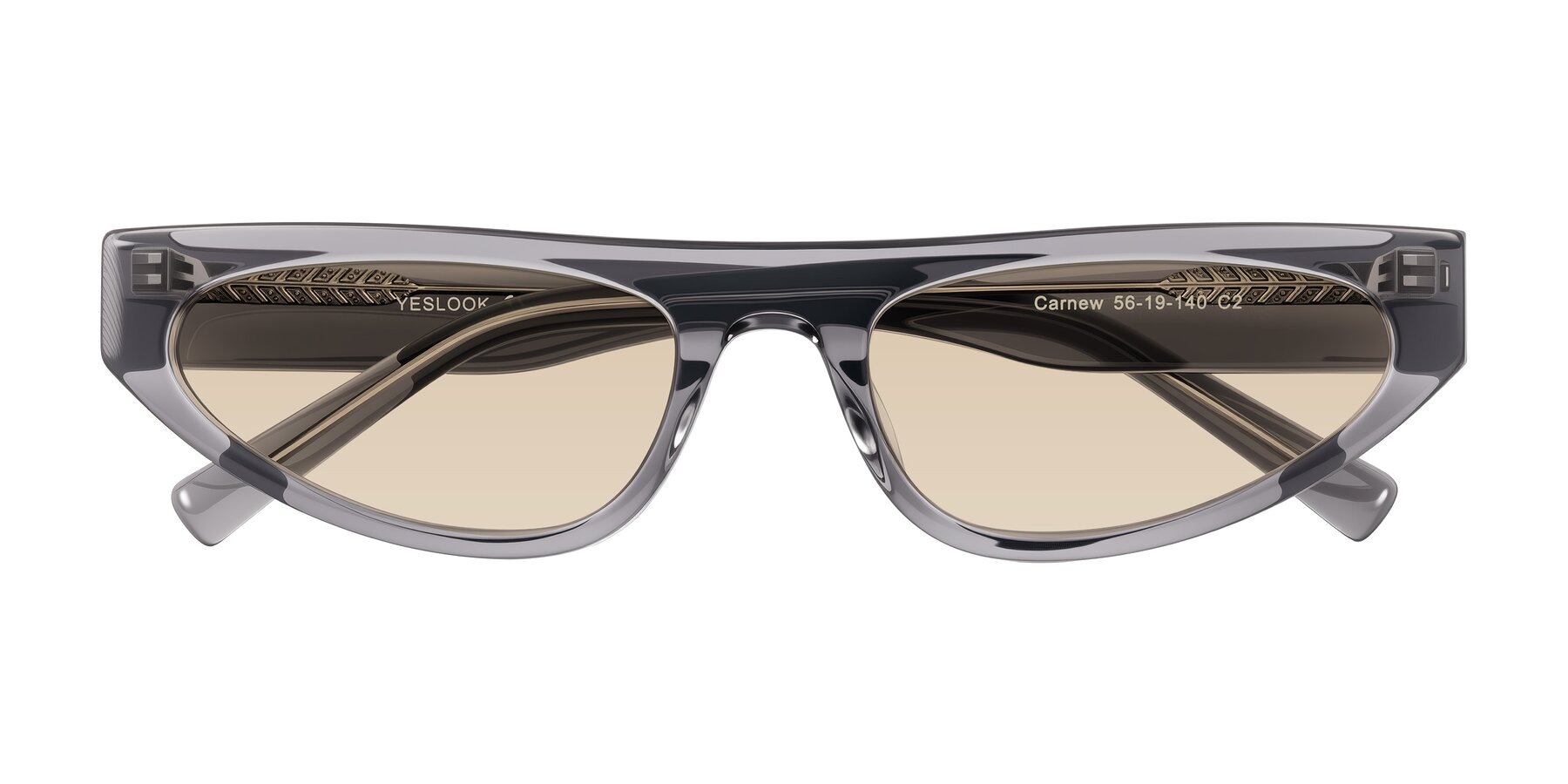 Folded Front of Carnew in Transparent Gray with Light Brown Tinted Lenses