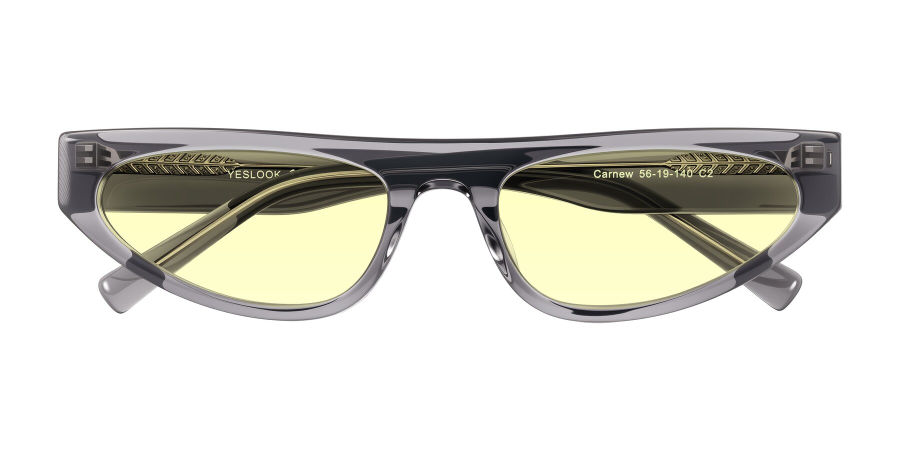 Folded Front of Carnew in Transparent Gray with Light Yellow Tinted Lenses