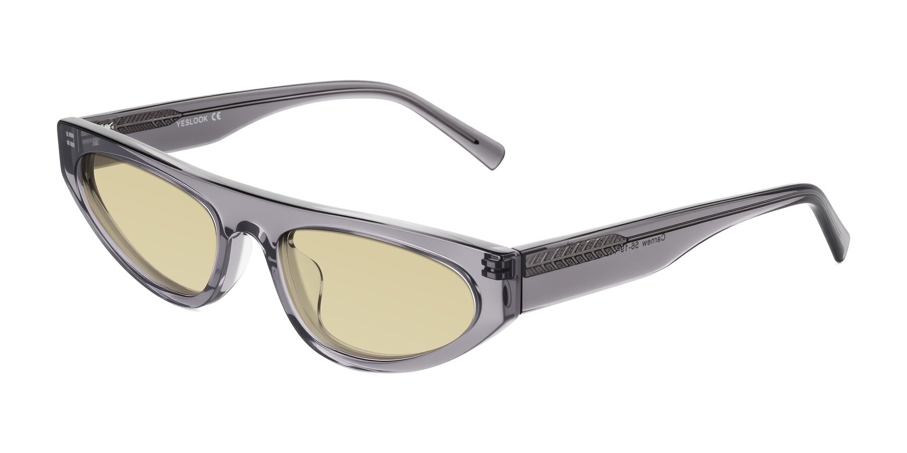 Angle of Carnew in Transparent Gray with Light Champagne Tinted Lenses