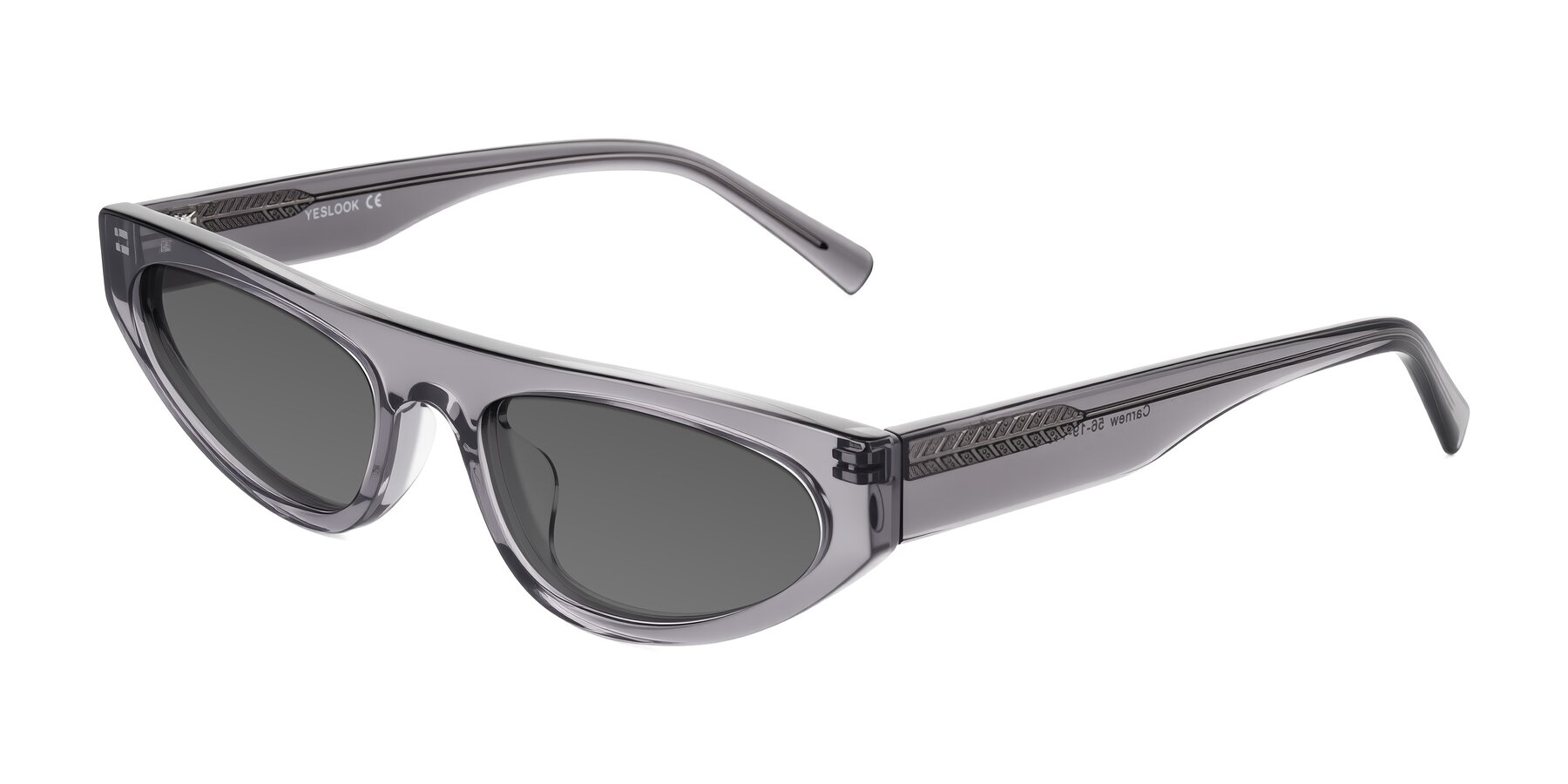 Angle of Carnew in Transparent Gray with Medium Gray Tinted Lenses