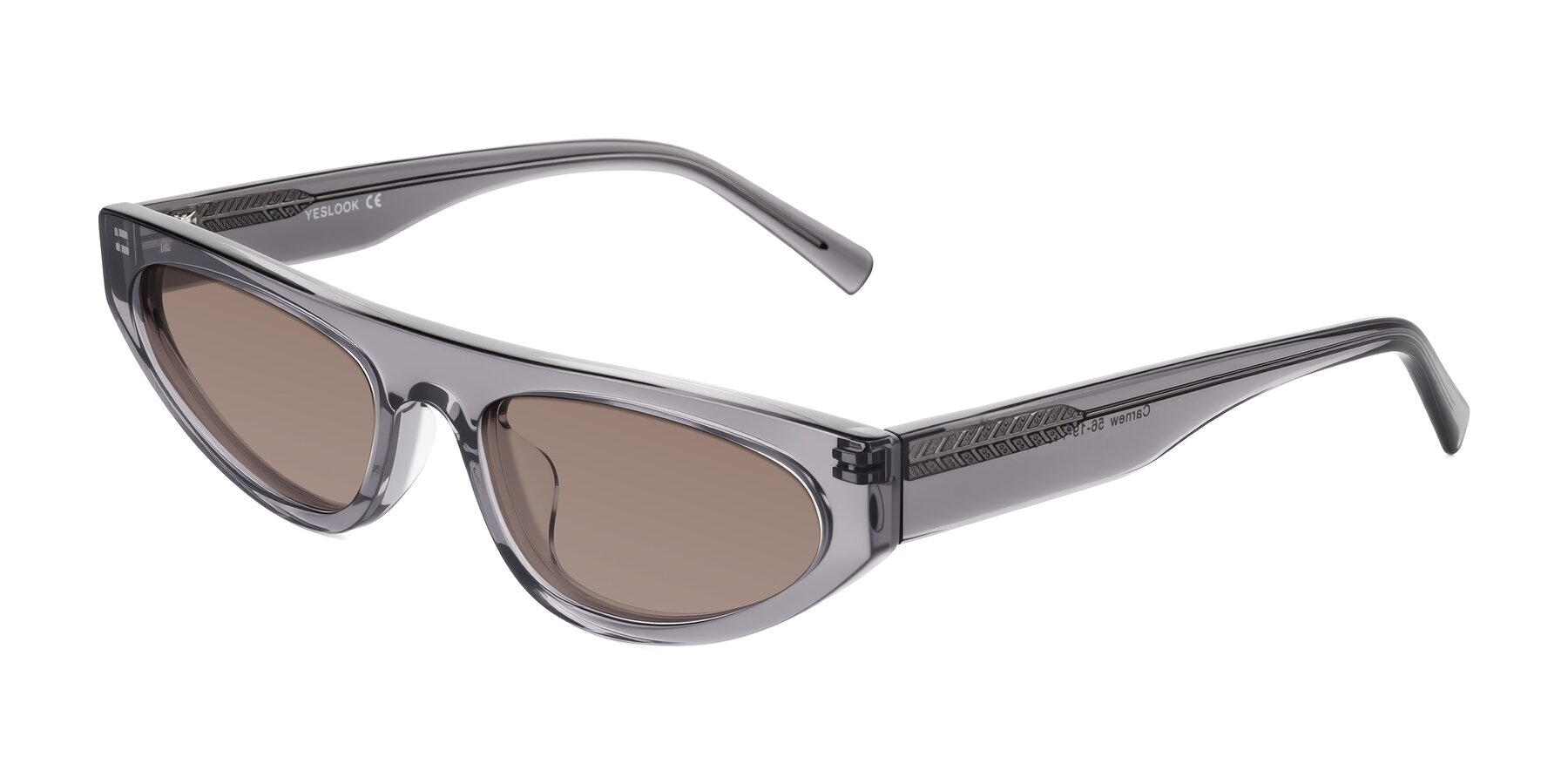 Angle of Carnew in Transparent Gray with Medium Brown Tinted Lenses