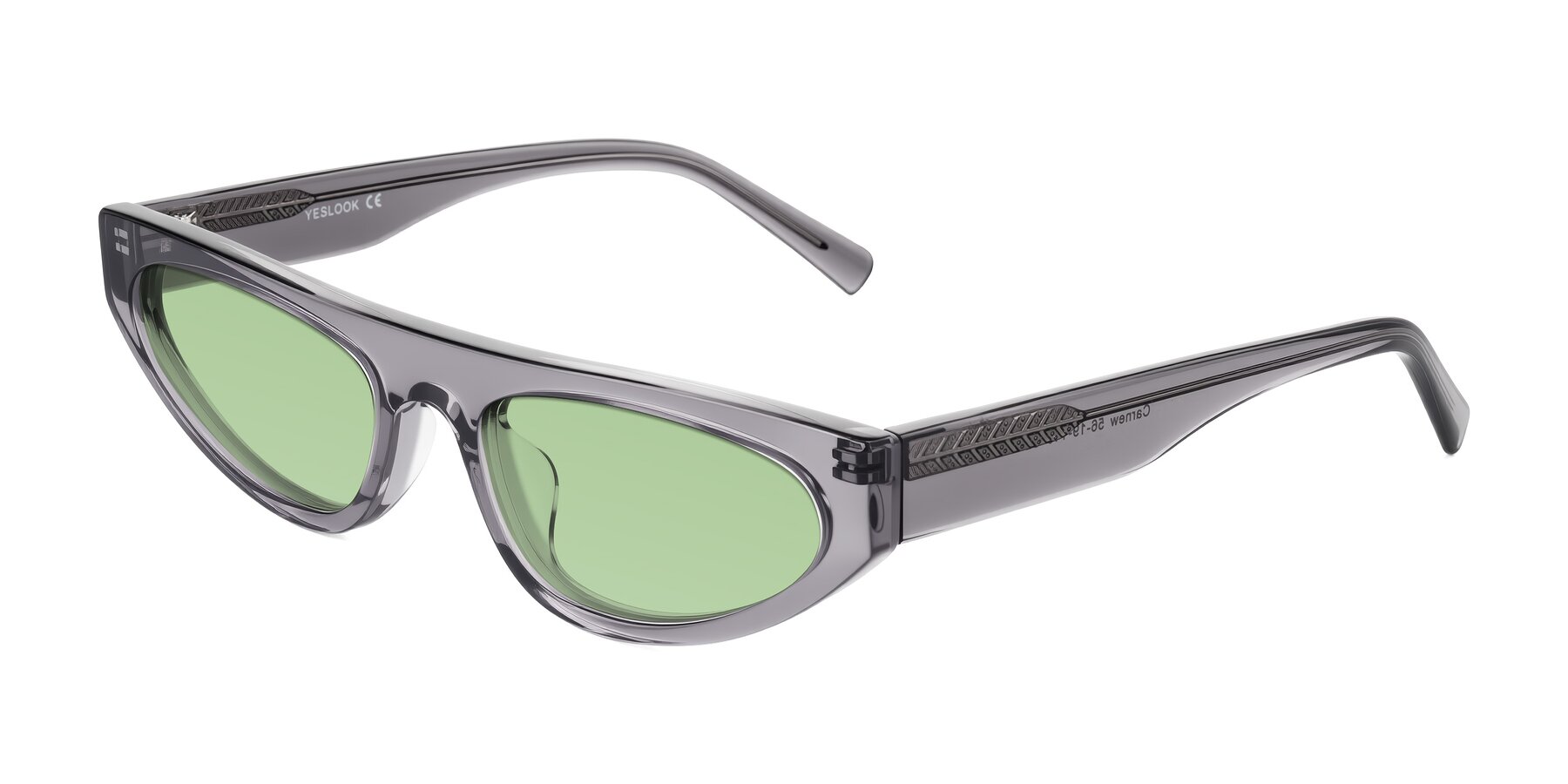 Angle of Carnew in Transparent Gray with Medium Green Tinted Lenses