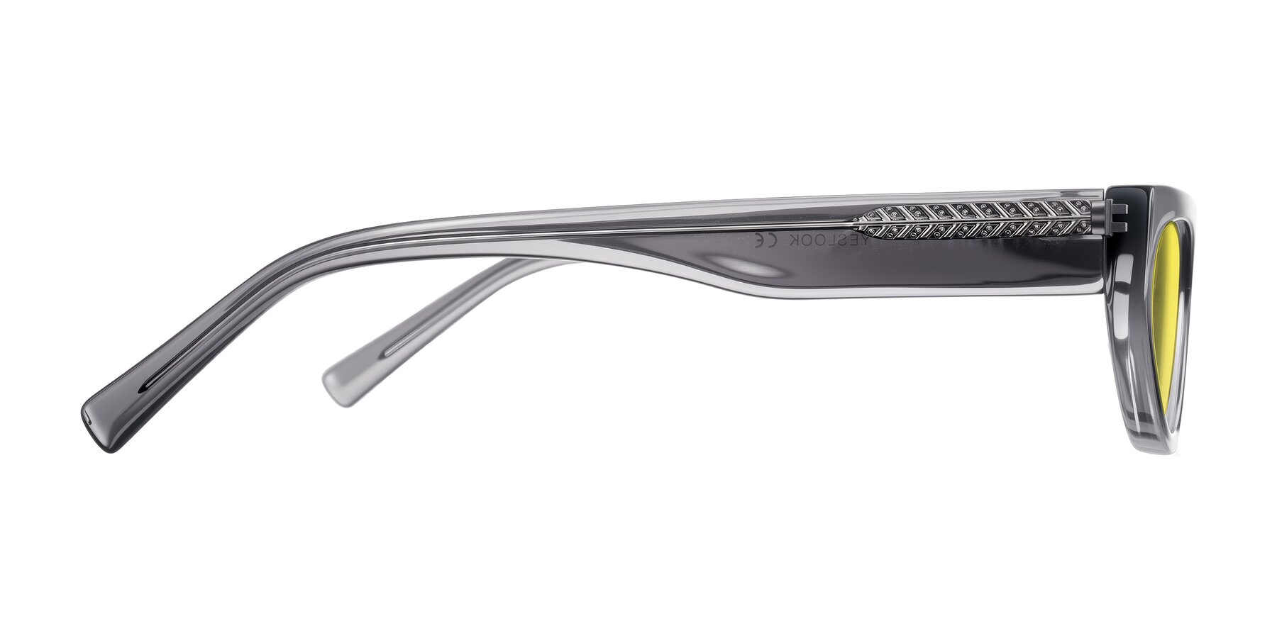 Side of Carnew in Transparent Gray with Medium Yellow Tinted Lenses