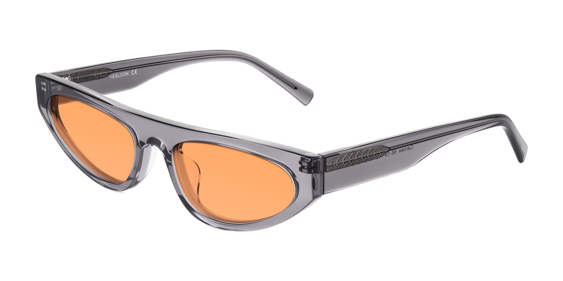 Angle of Carnew in Transparent Gray with Medium Orange Tinted Lenses