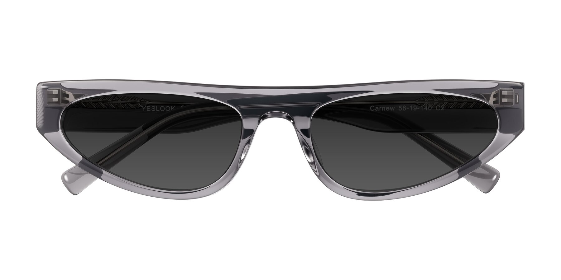 Folded Front of Carnew in Transparent Gray with Gray Tinted Lenses