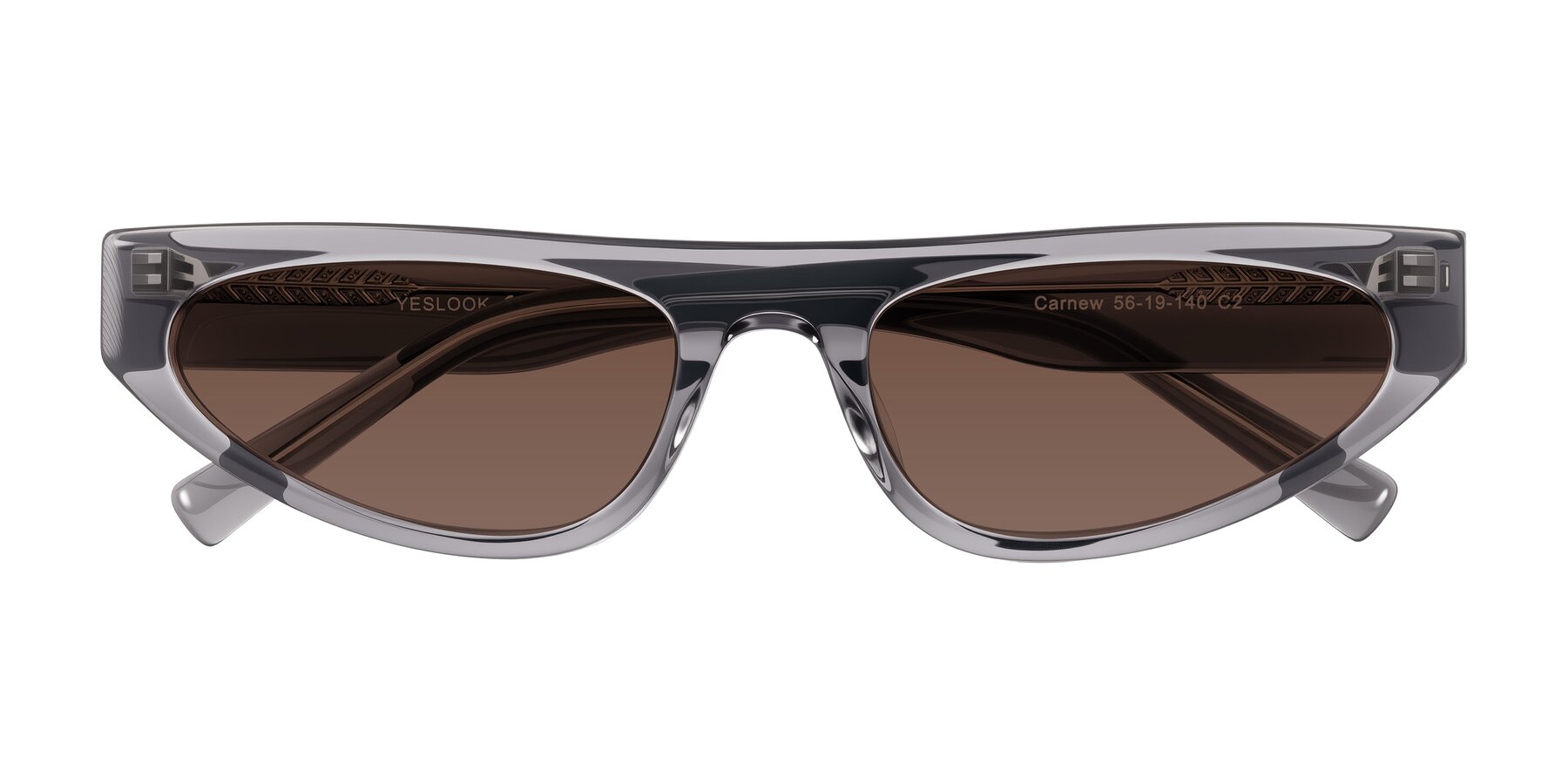 Folded Front of Carnew in Transparent Gray with Brown Tinted Lenses