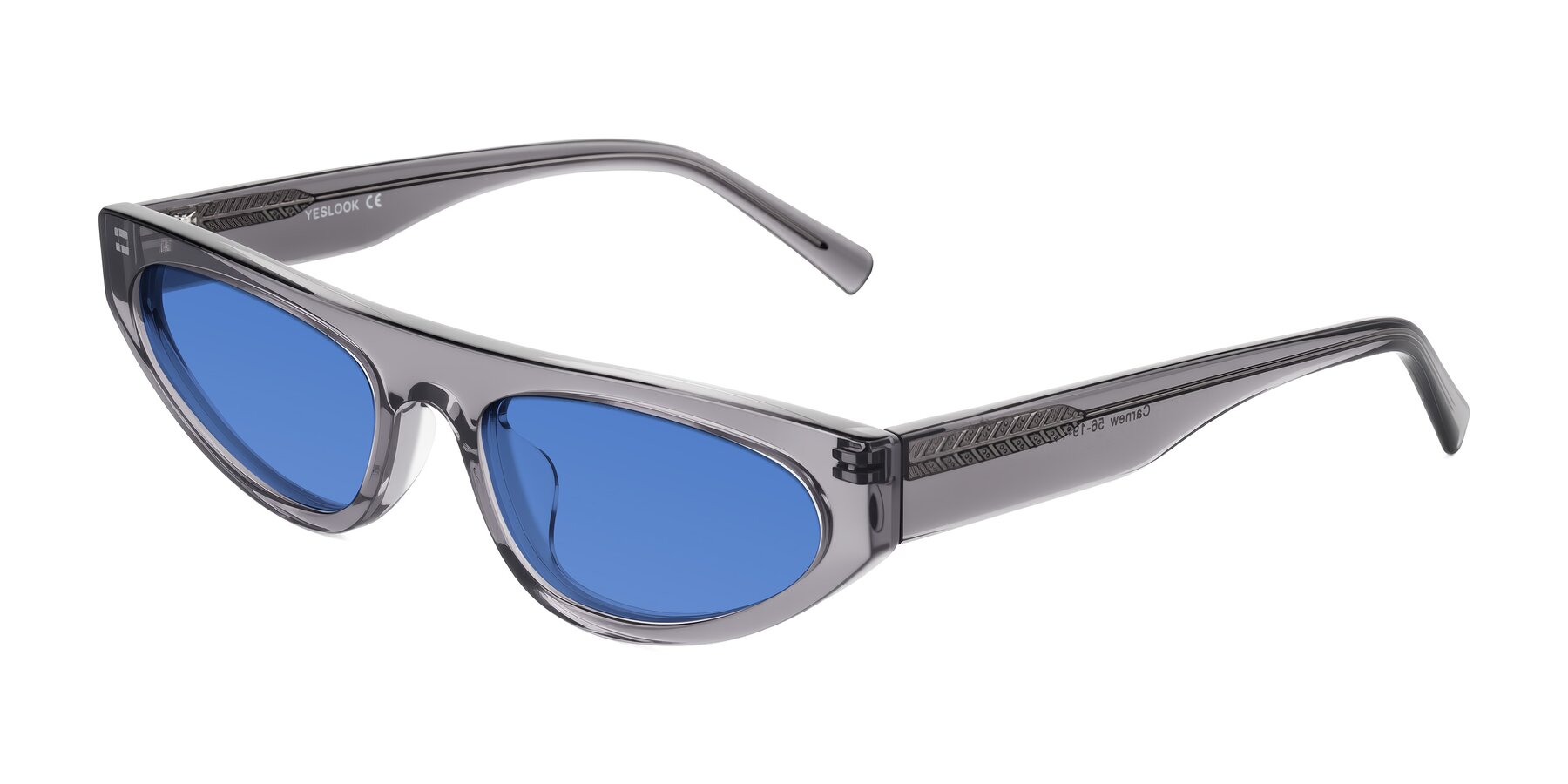 Angle of Carnew in Transparent Gray with Blue Tinted Lenses