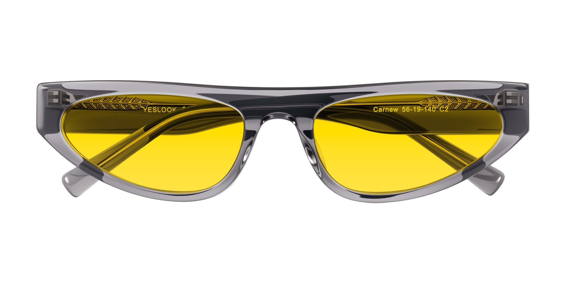 Folded Front of Carnew in Transparent Gray with Yellow Tinted Lenses
