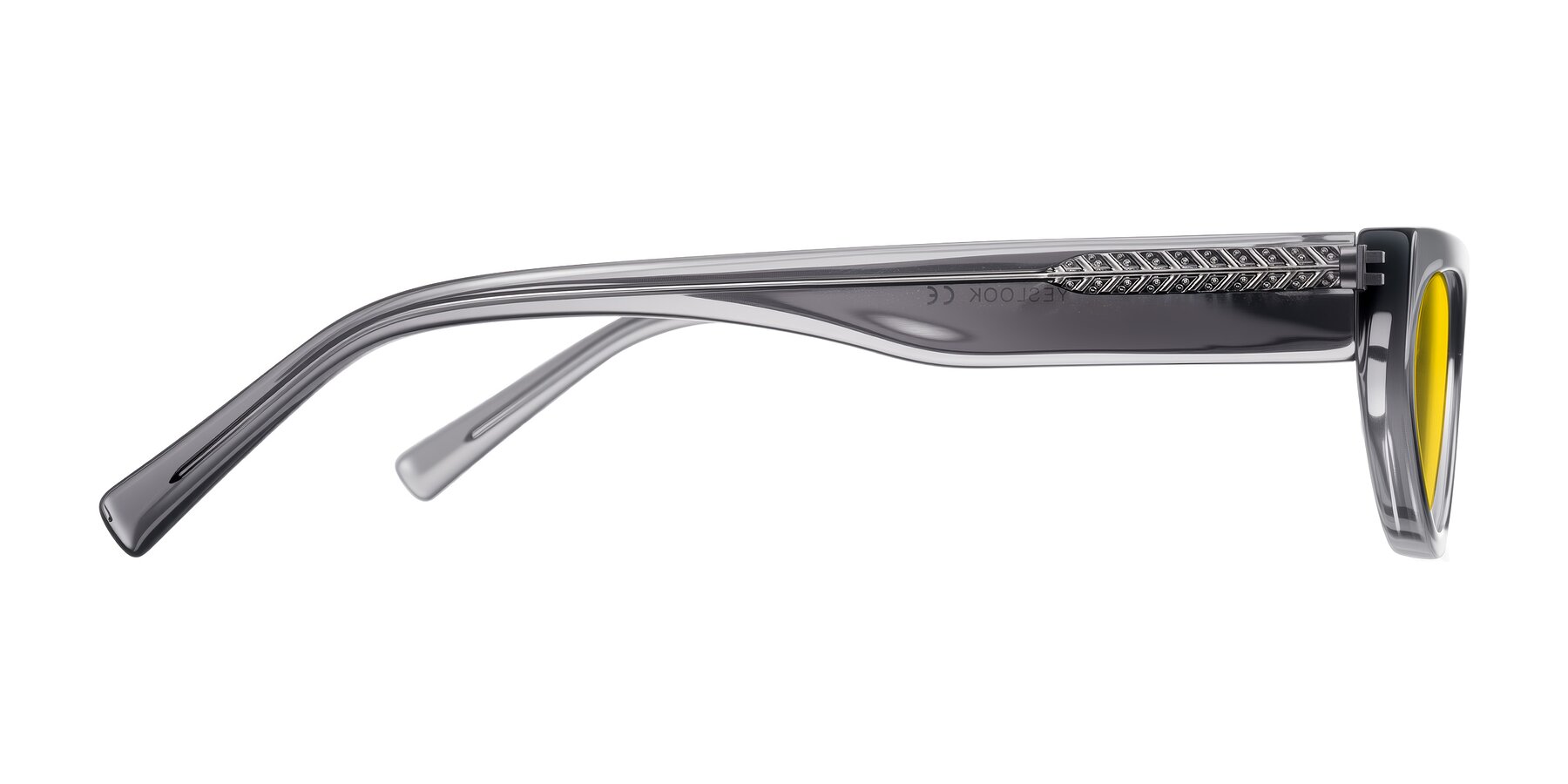 Side of Carnew in Transparent Gray with Yellow Tinted Lenses