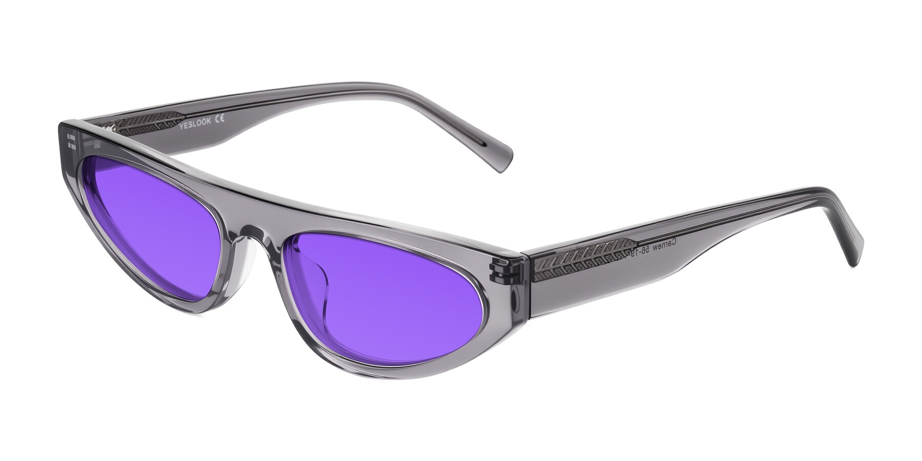 Angle of Carnew in Transparent Gray with Purple Tinted Lenses